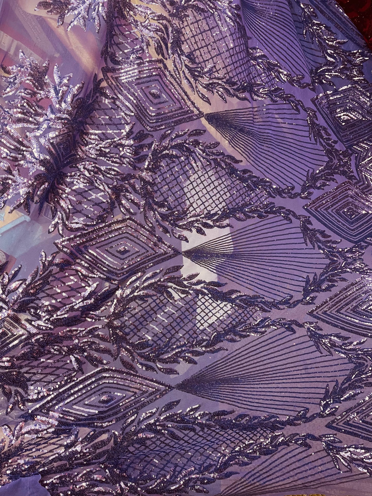 Designer 4way stretch sequins lace