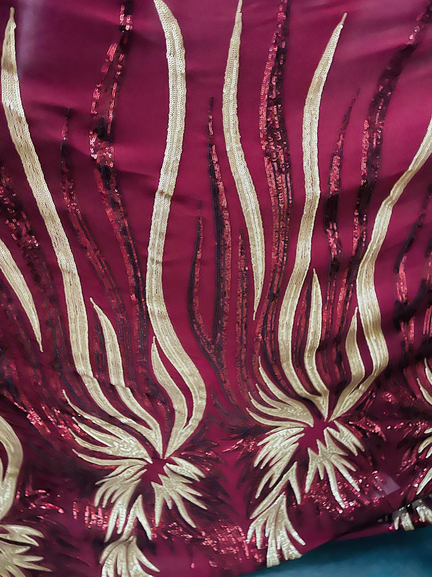Designer 4way stretch sequins lace