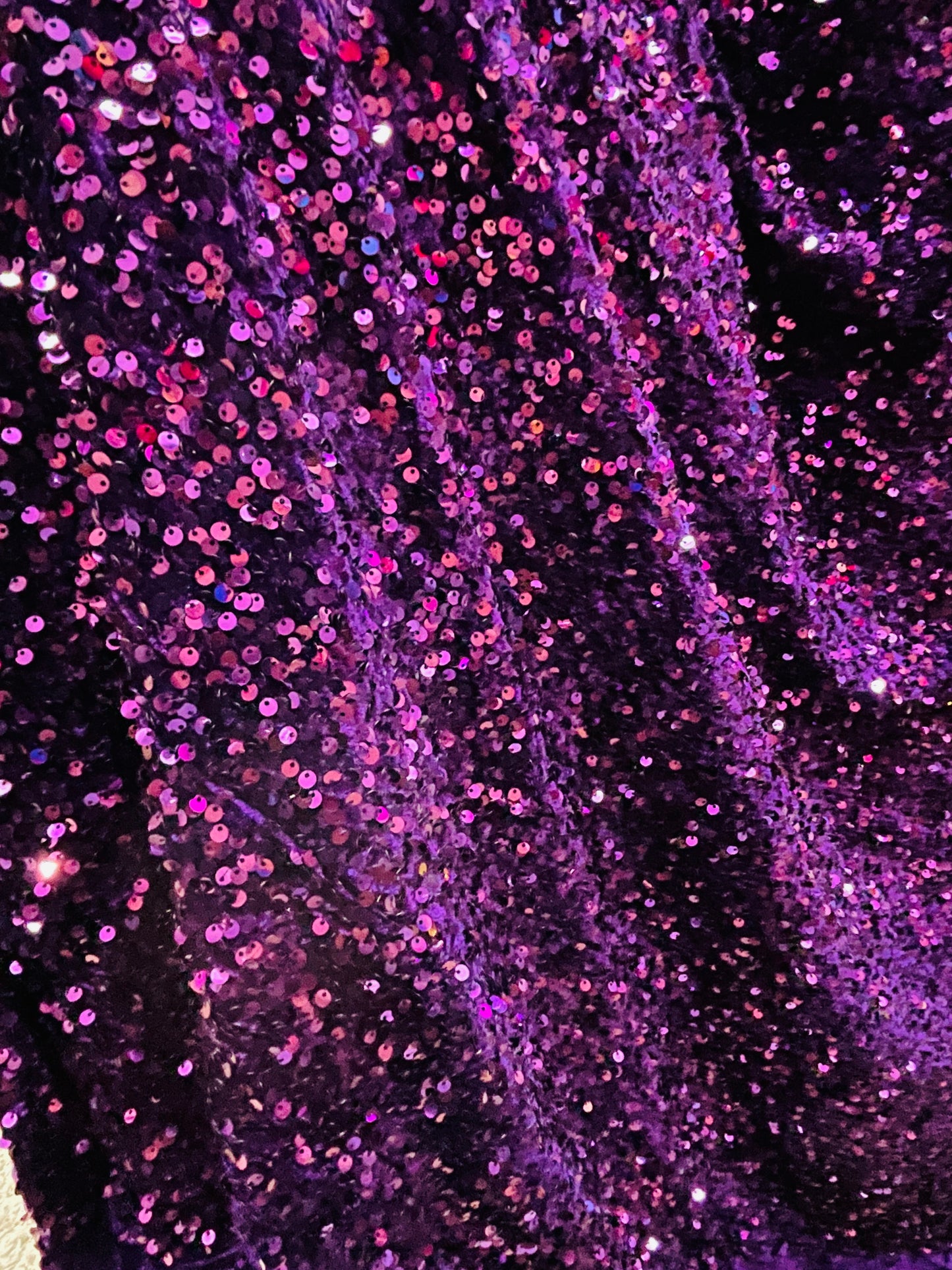 Purple Designer 4way stretch velvet sequins lace