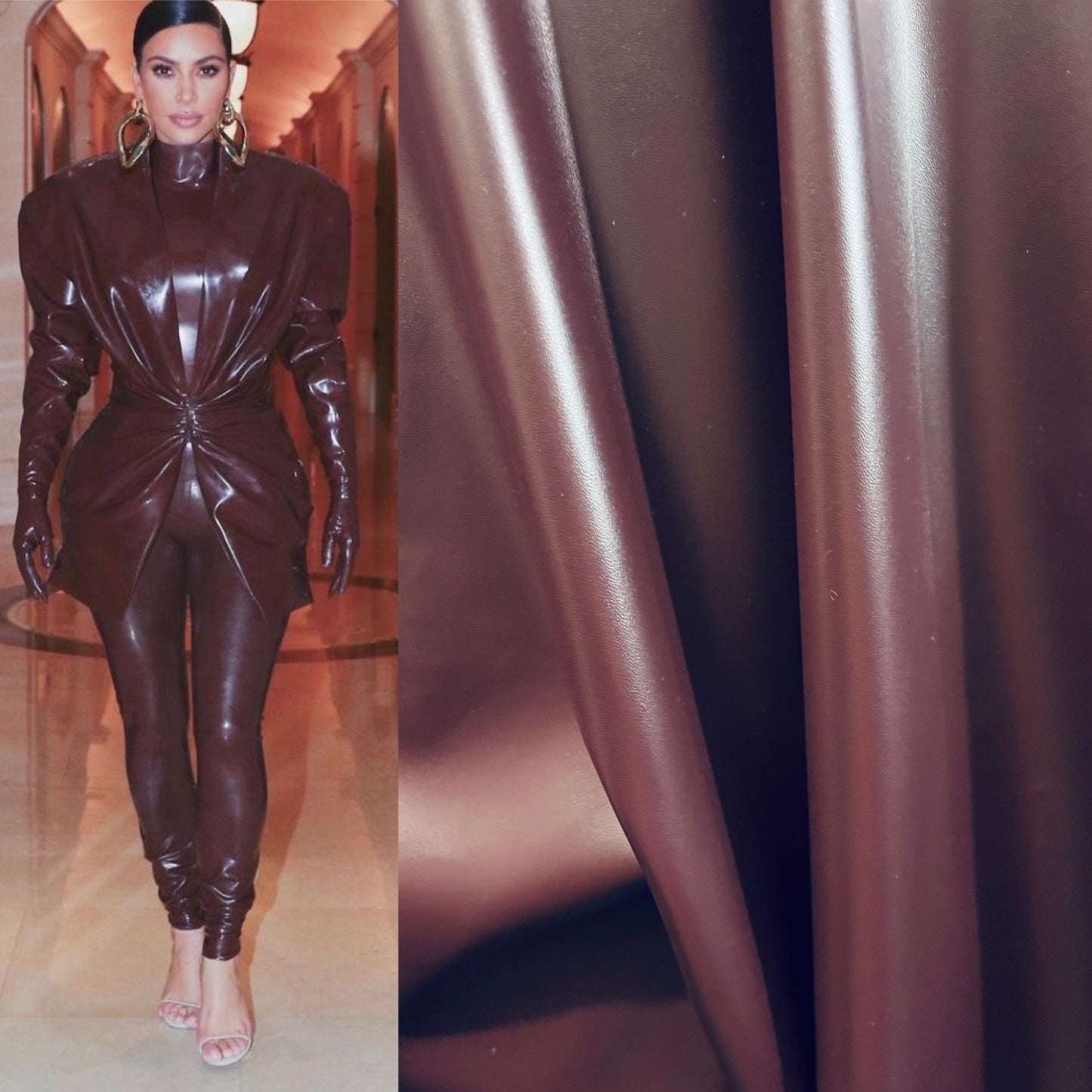 Dark brown fox pvc 4way stretch vinyl made in Italy
