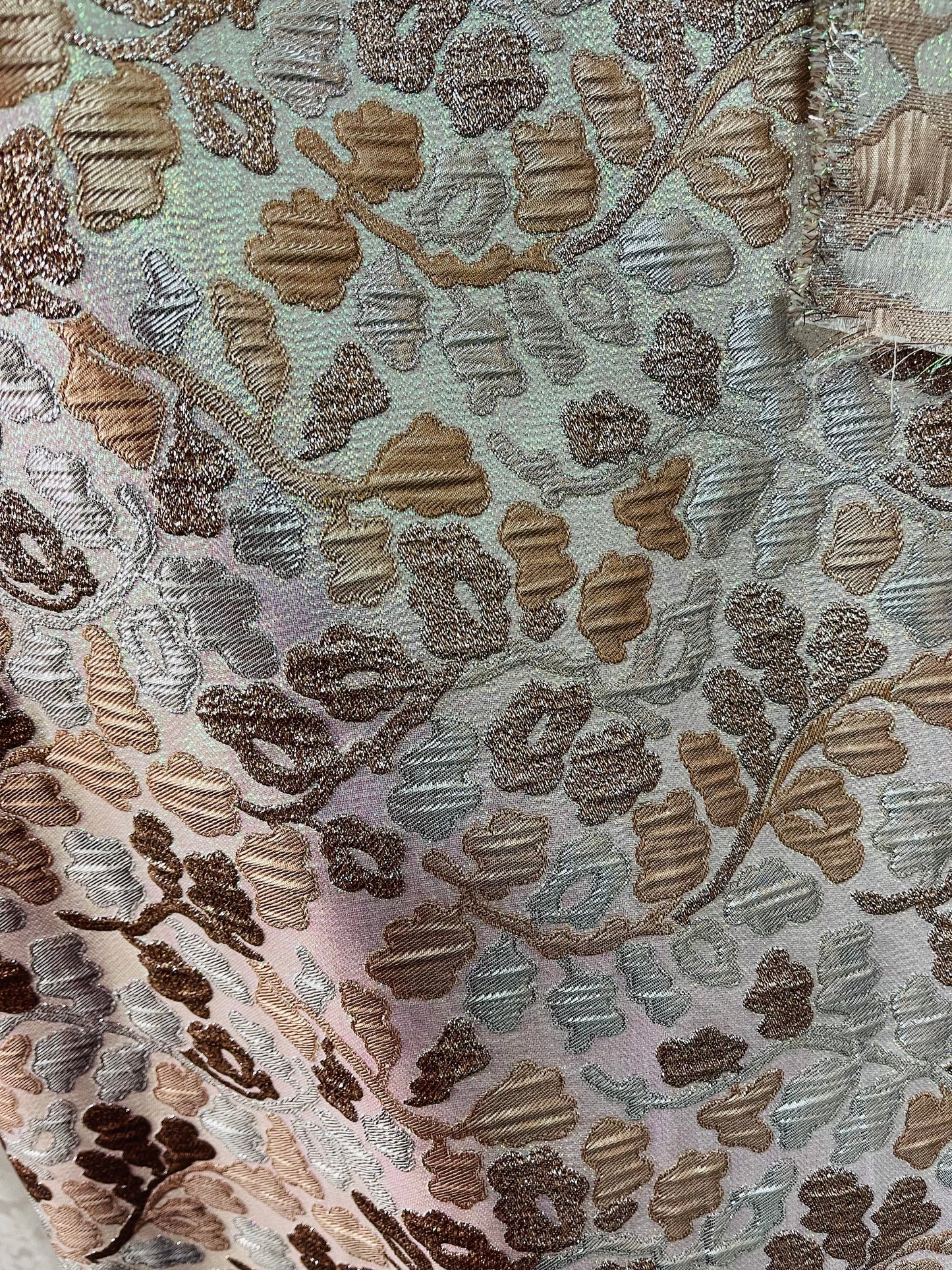 Metallic silver gold Elegant designer mikado Floral Brocade great for dress jacket pants skirt and much more made in Italy