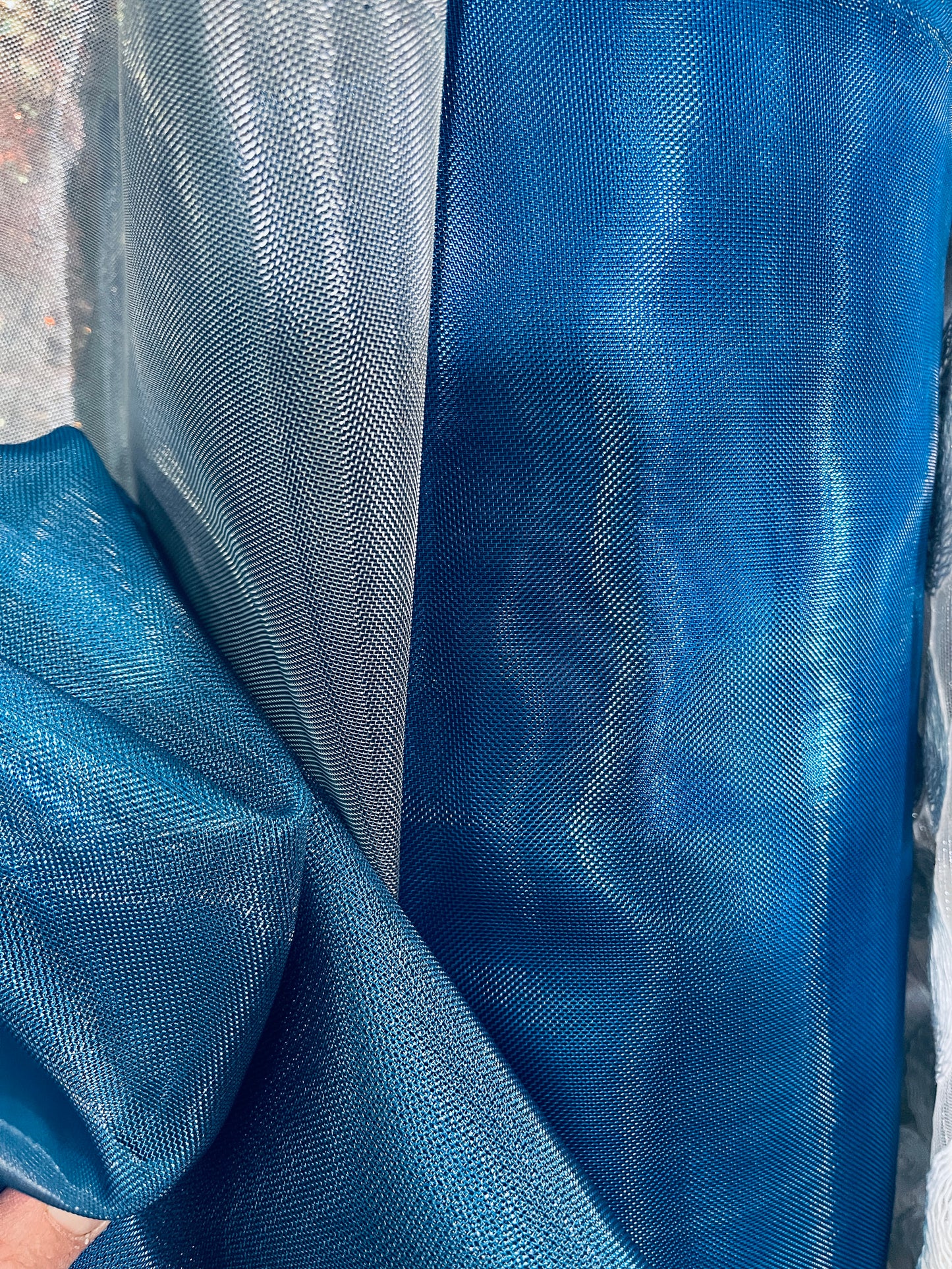 Designer metallic dabble face Horse hair organdy made in Italy