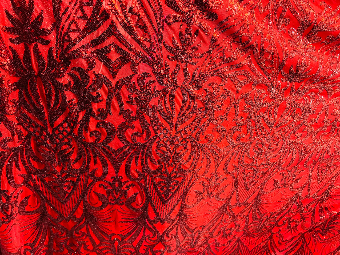 Designer Red 4 WAY LACE sequence for prom and wedding
