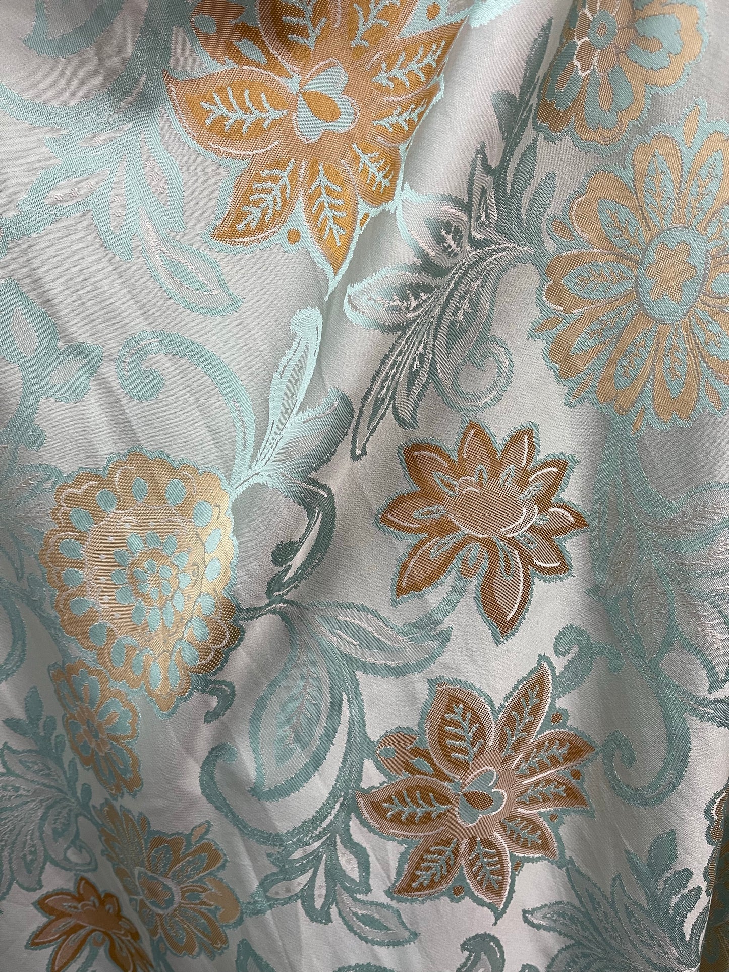 Tiffany blue sunflower Elegant designer mikado Floral Brocade great for dress jacket pants skirt and much more made in Italy