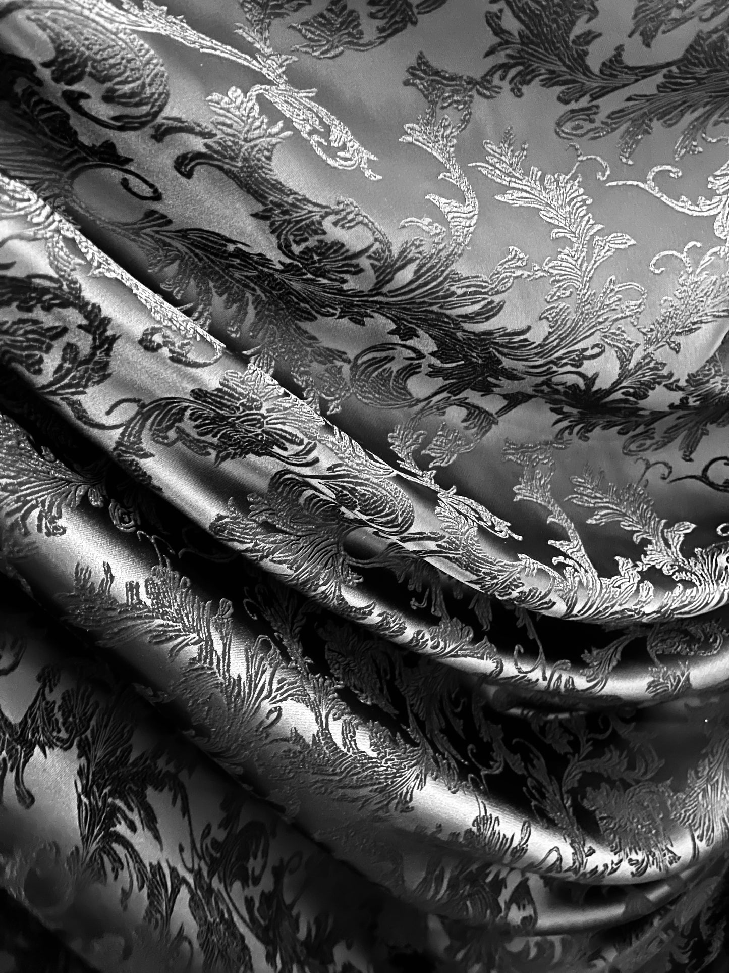 Black on black Elegant designer mikado Floral Brocade great for dress jacket pants skirt and much more made in Italy