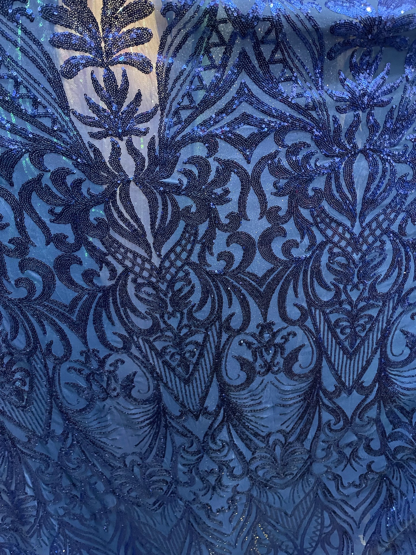 Designer Royal blue 4 WAY LACE sequence for prom and wedding