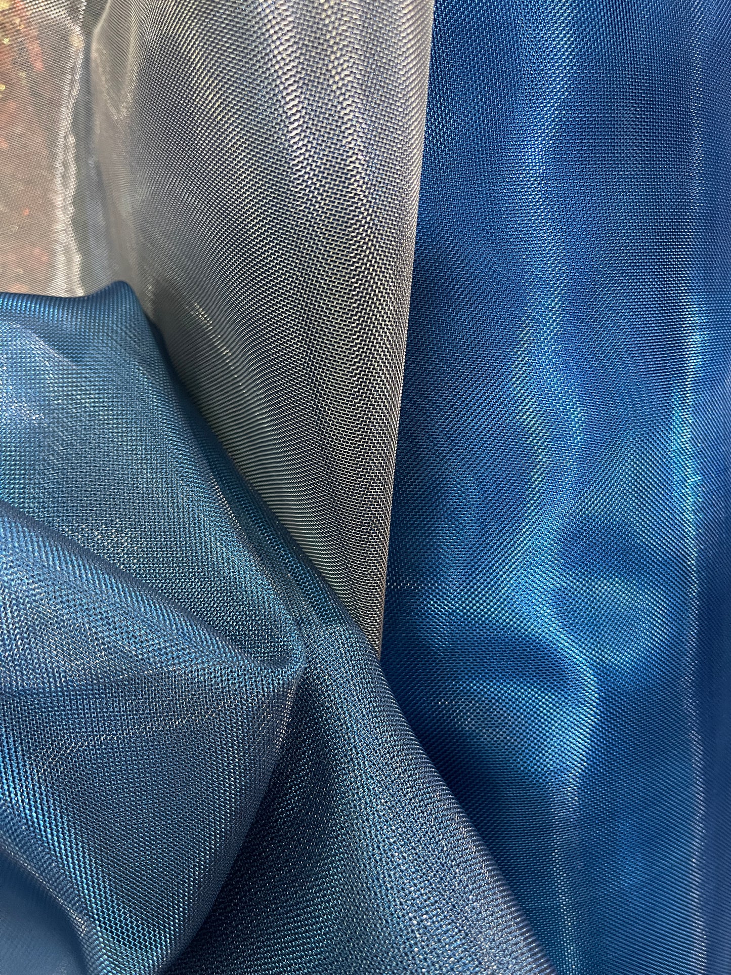 Designer metallic dabble face Horse hair organdy made in Italy