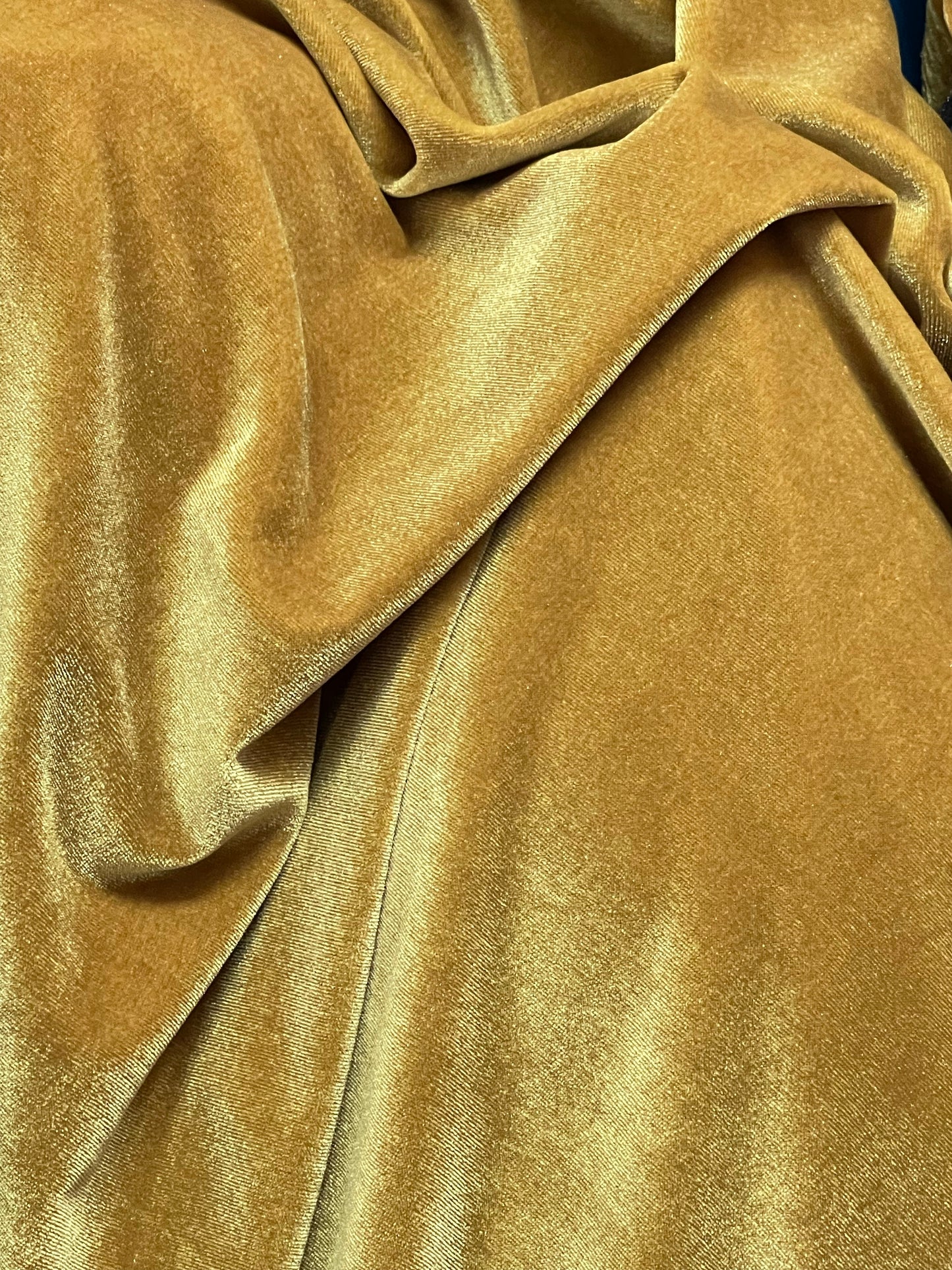 Designer light mustered gold 4way stretch velvet