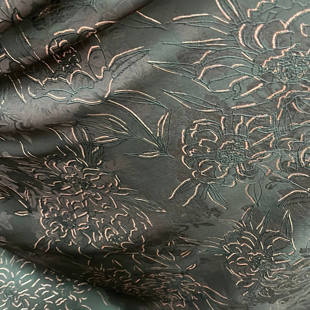 Designer metallic brocade mikado made in Italy