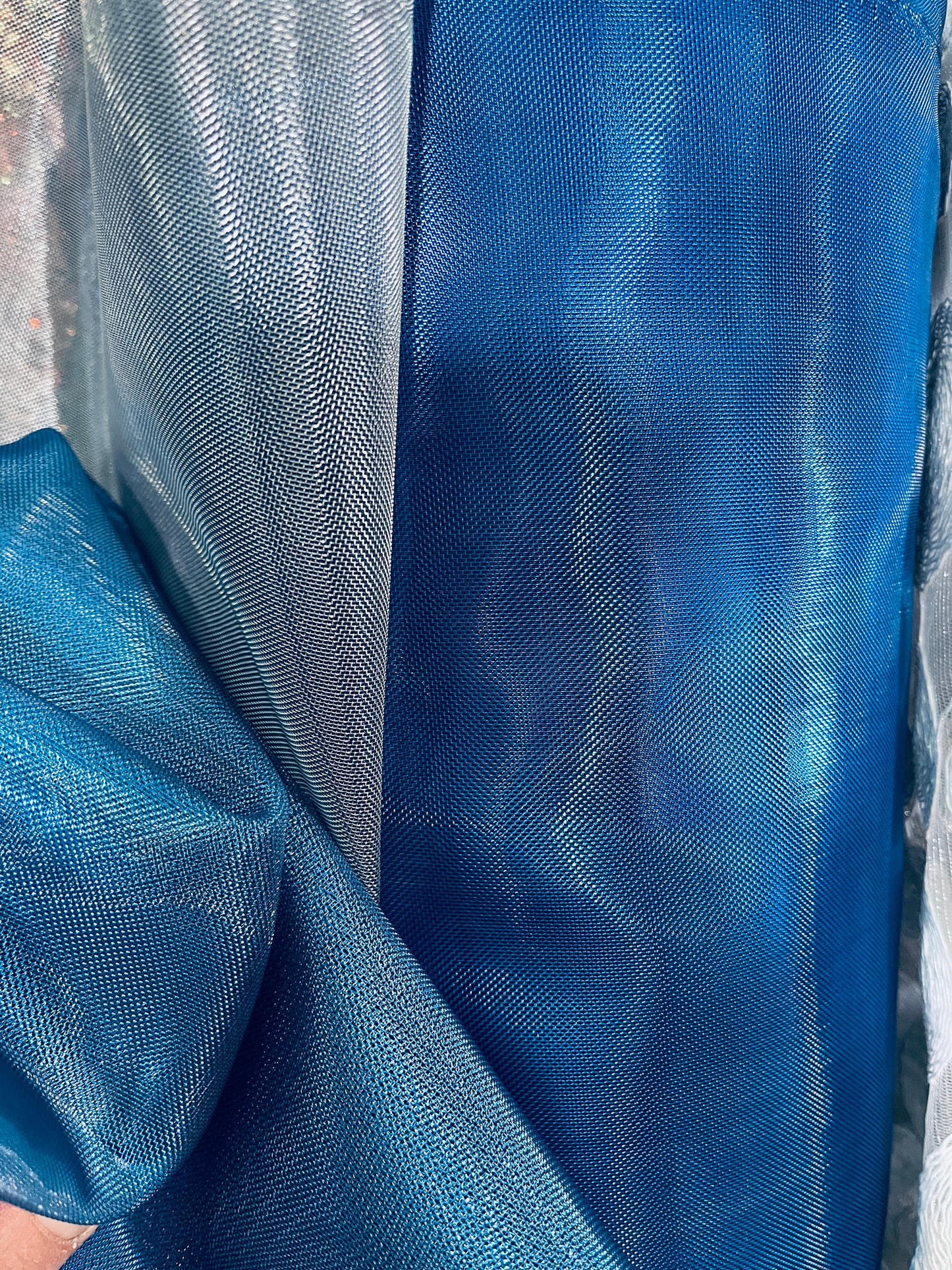 Designer metallic dabble face Horse hair organdy made in Italy