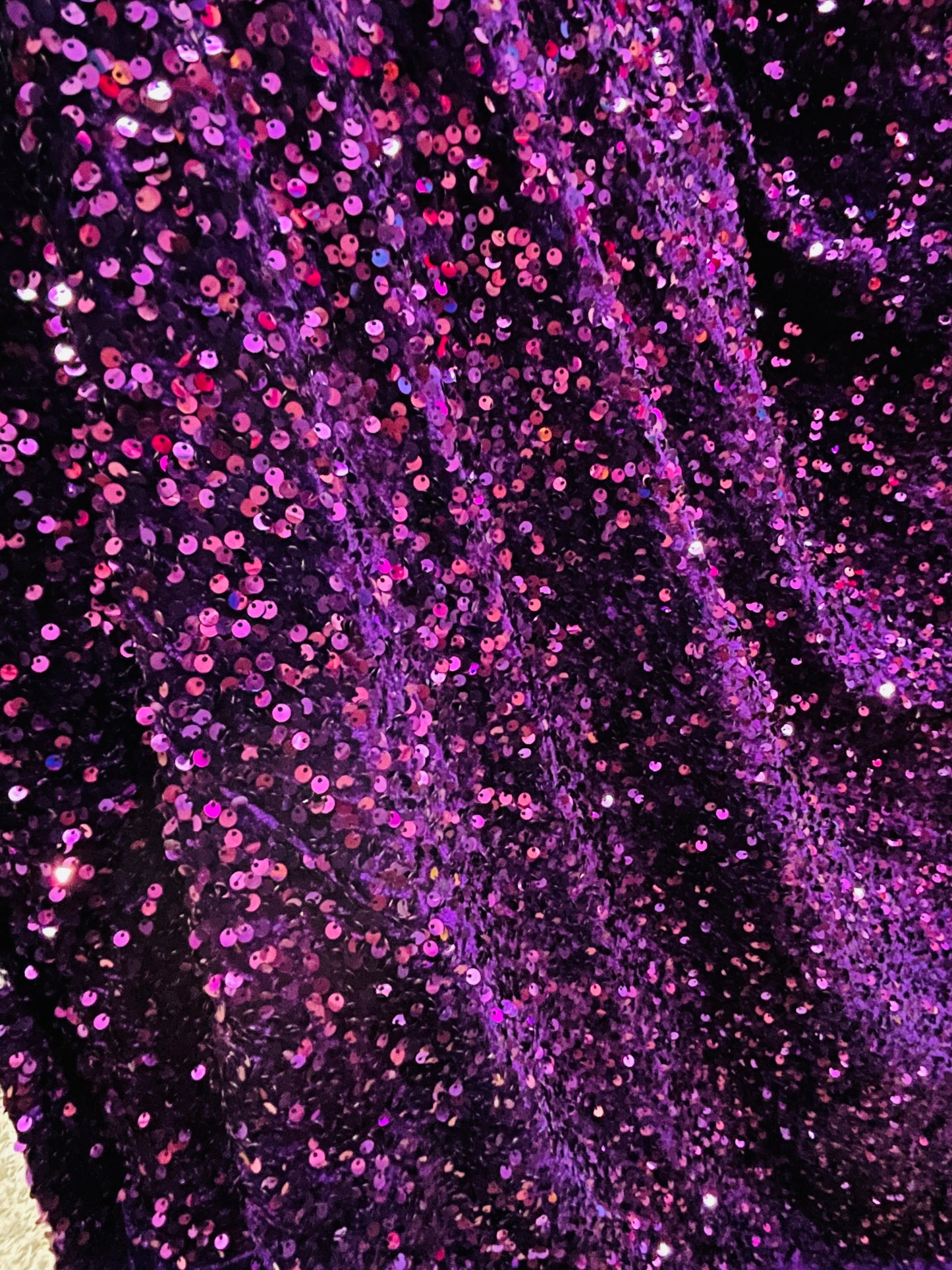 Purple Designer 4way stretch velvet sequins lace