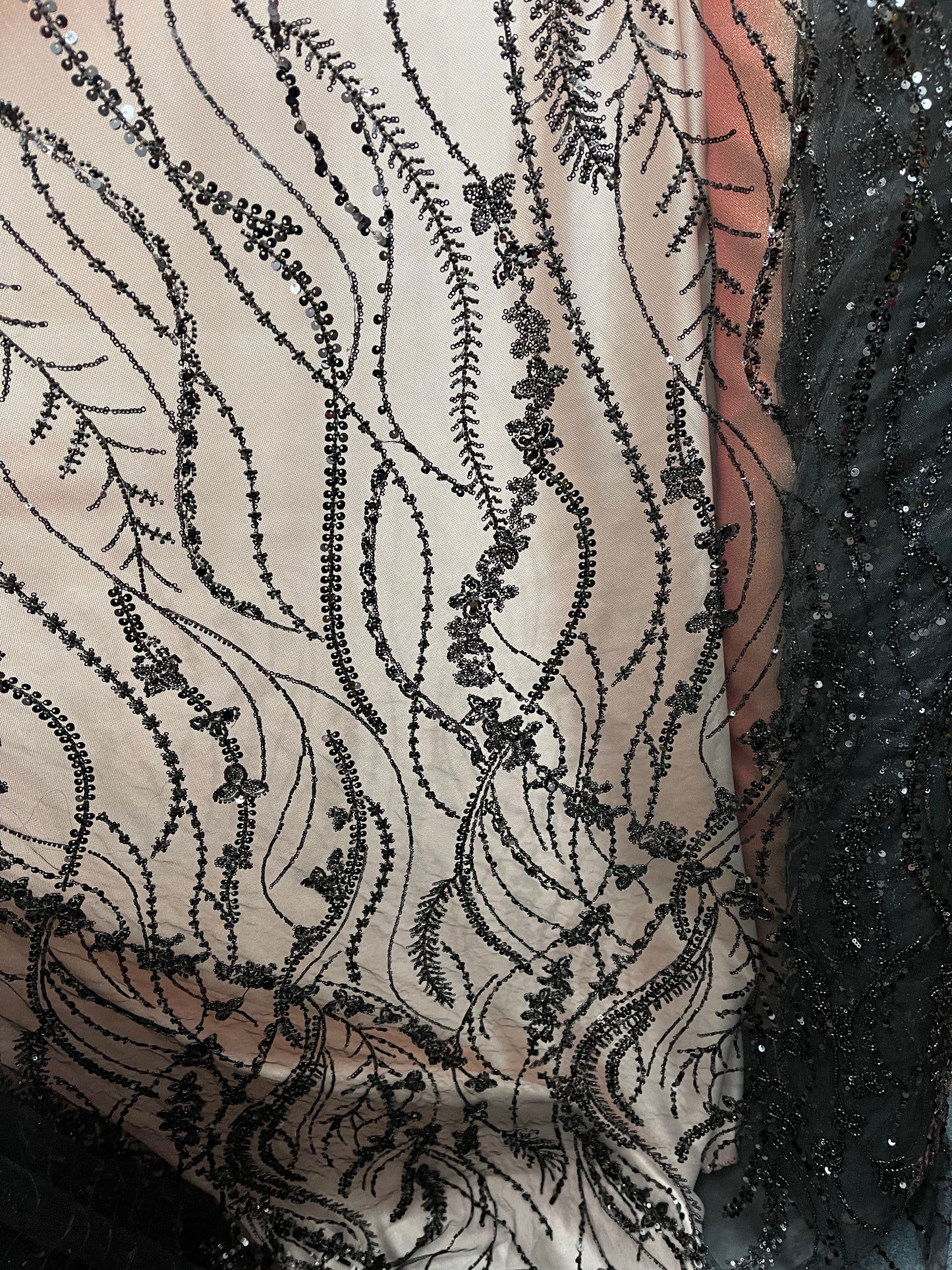 Designer black Beaded Lace