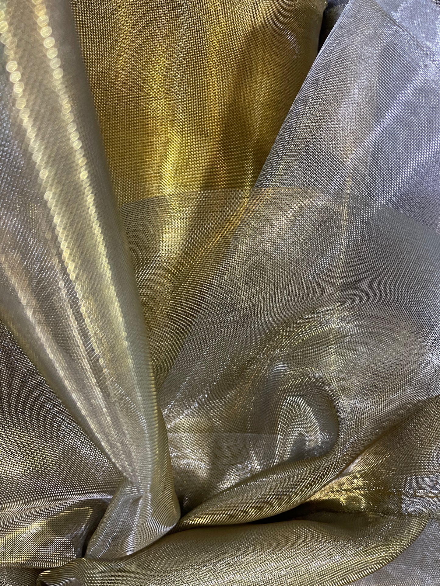 Designer metallic dabble face Horse hair organdy made in Italy