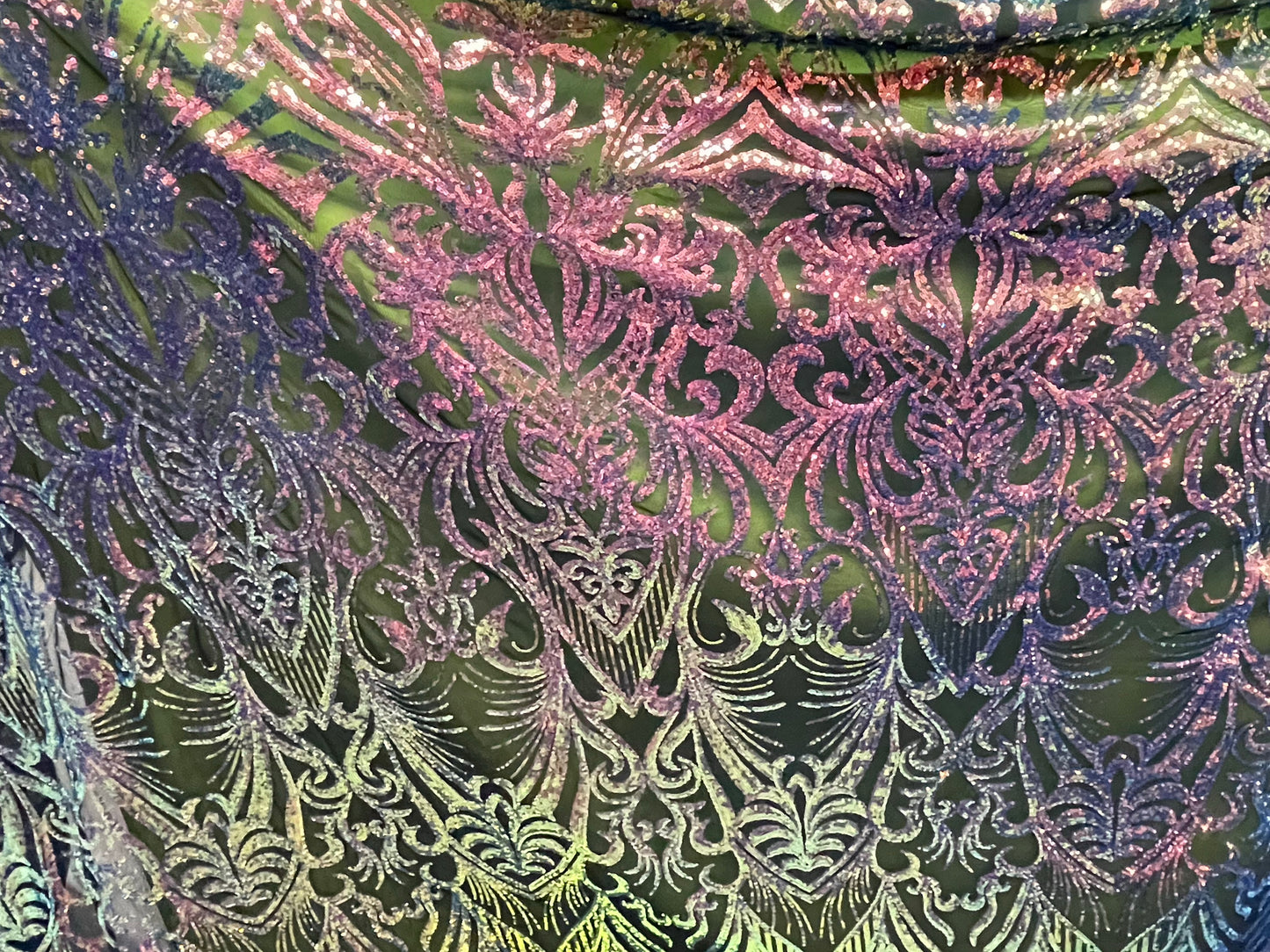 Designer black multi color purple green 4 WAY LACE sequence for prom and wedding