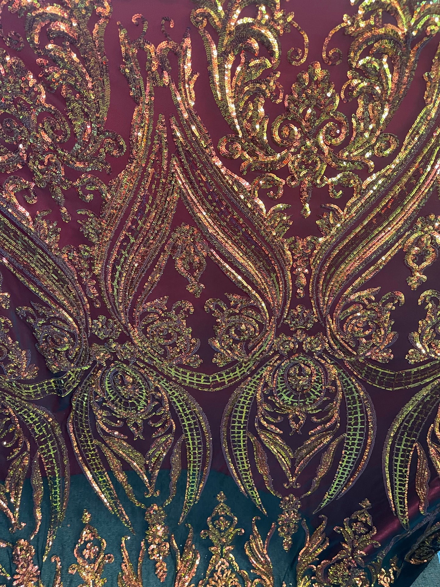 Designer 4way stretch sequins lace