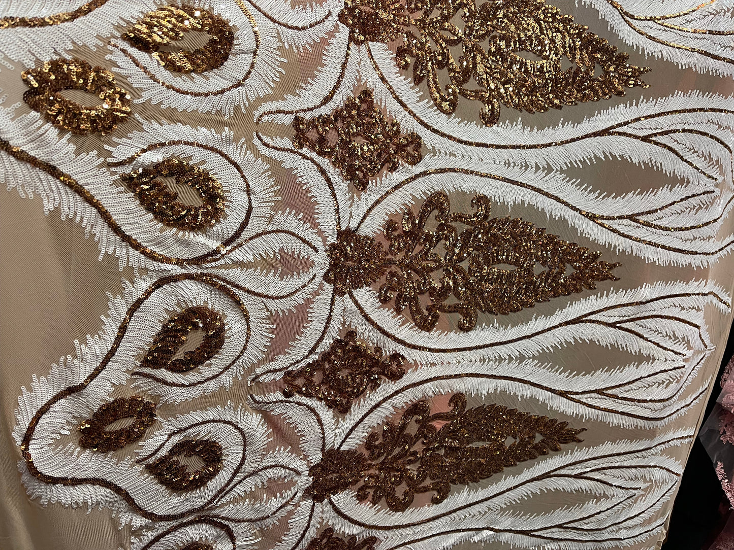 Designer White and gold 4 WAY LACE sequence for prom and wedding