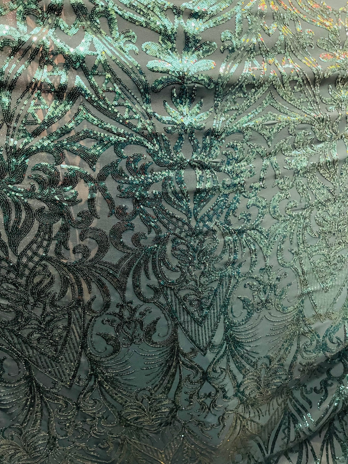 Designer 4way stretch sequins lace