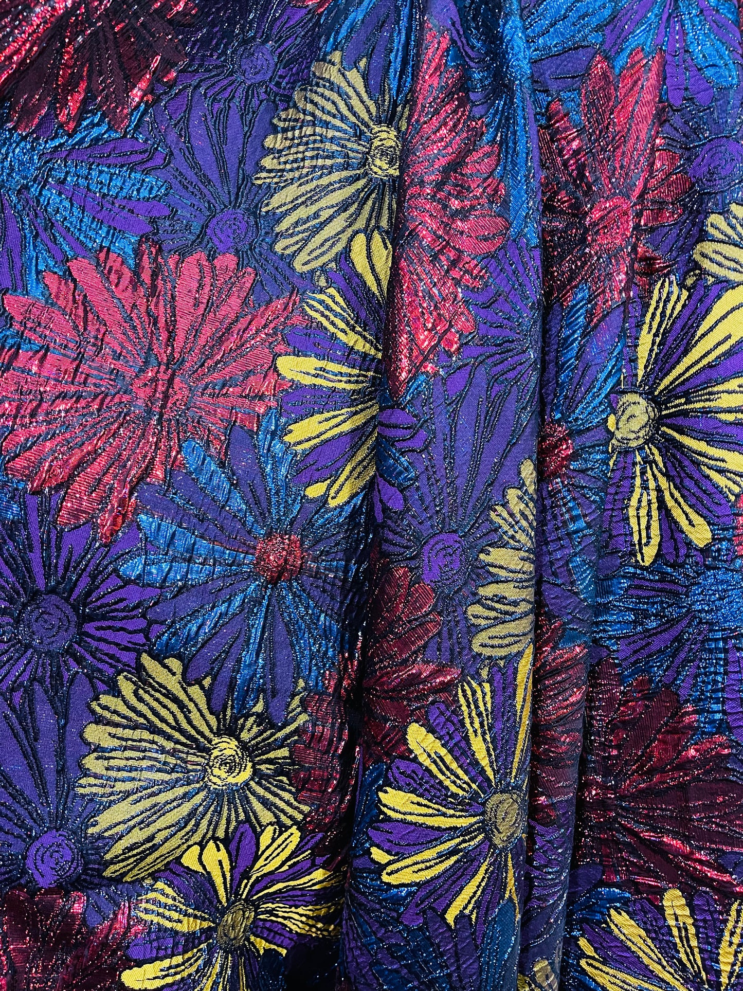 Metallic sunflower Elegant designer mikado Floral Brocade great for dress jacket pants skirt and much more made in Italy