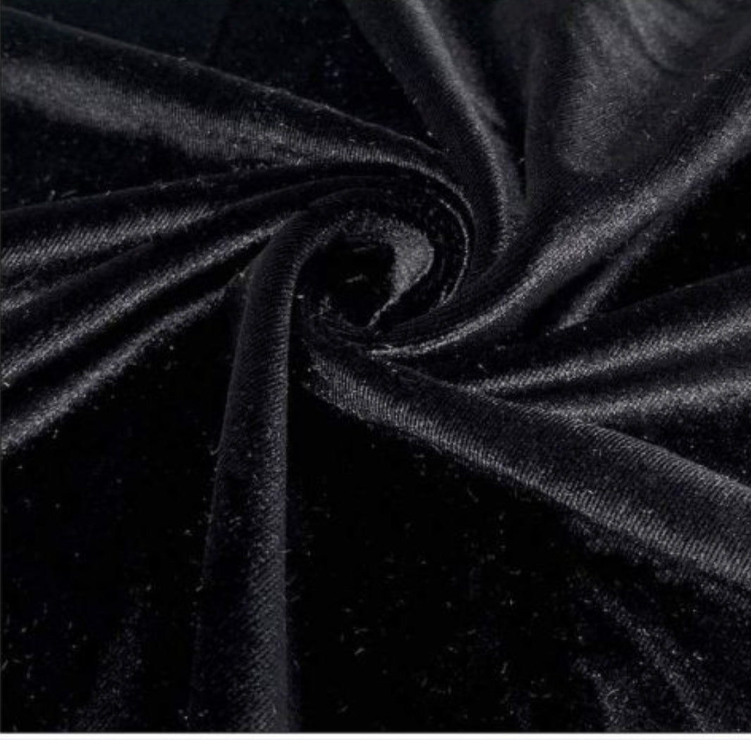 Designer black 4way stretch velvet