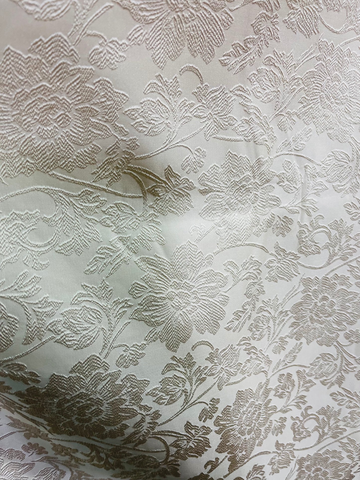 Luxury designer mikado brocade cream with champagne design made in Italy