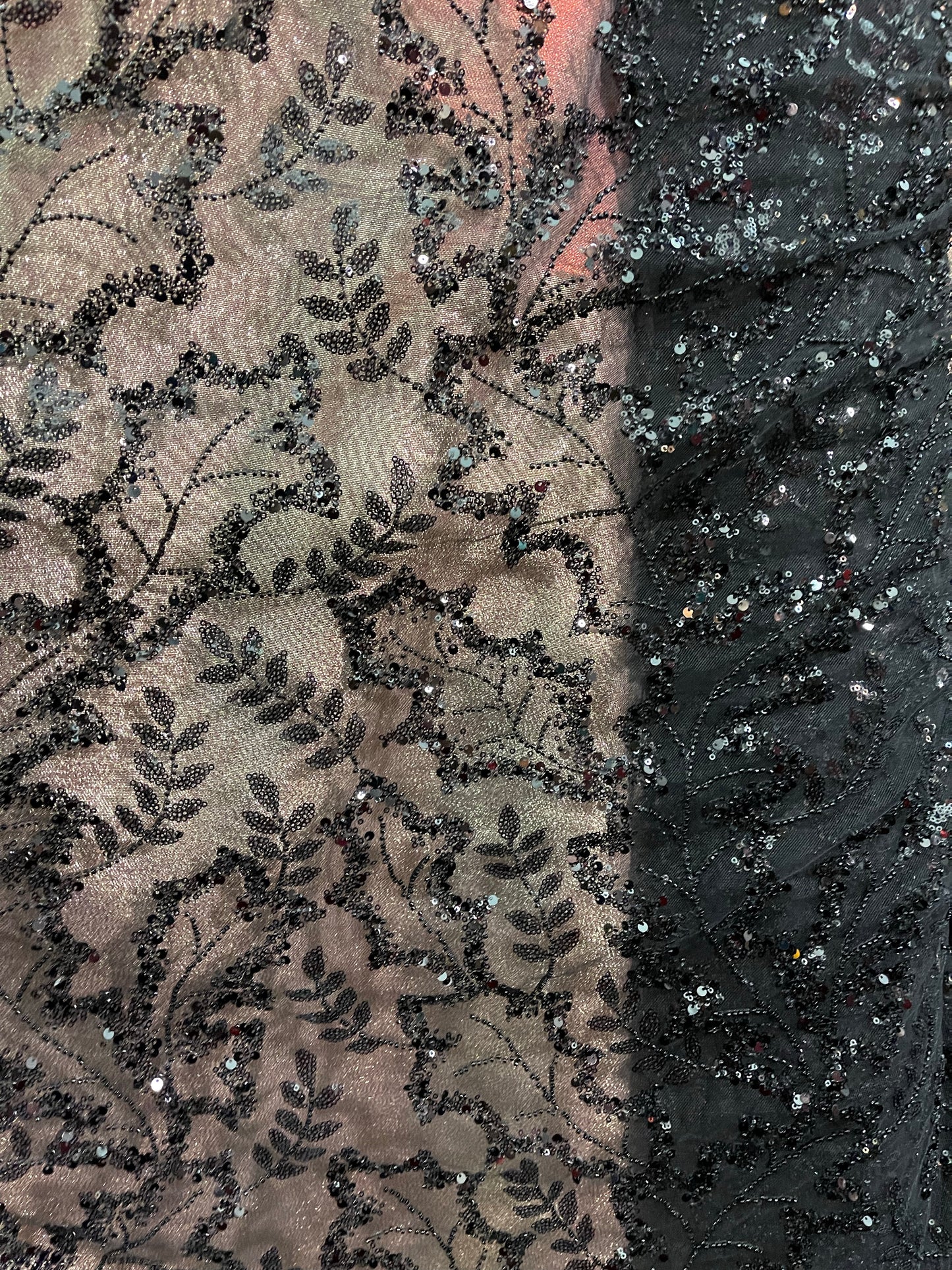Designer black Beaded Lace