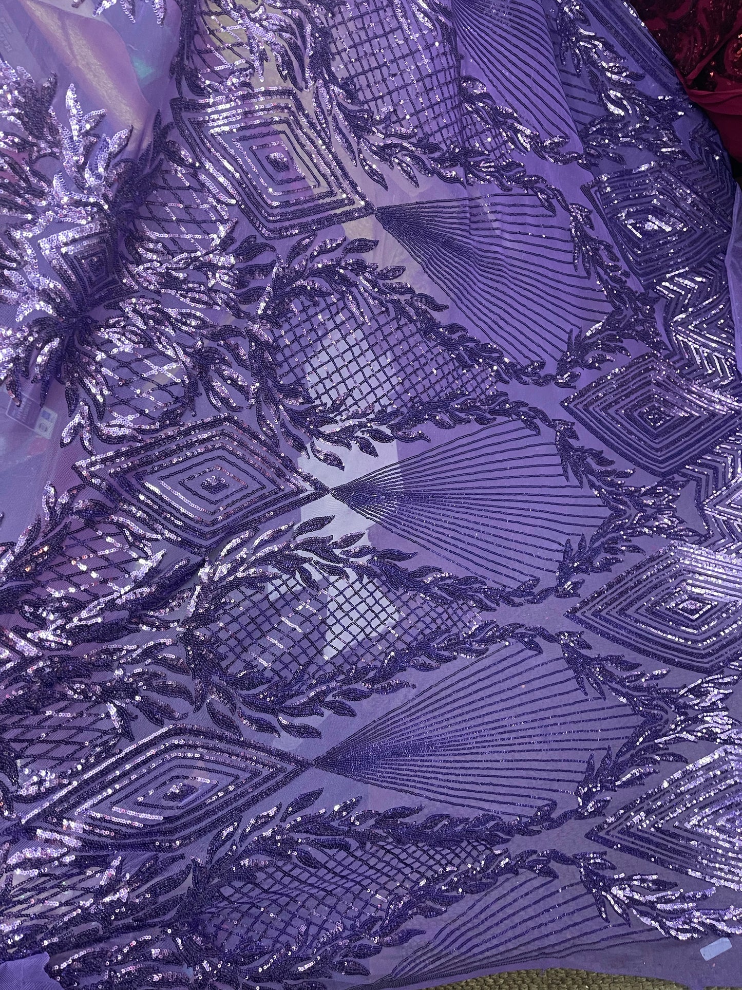 Designer 4way stretch sequins lace