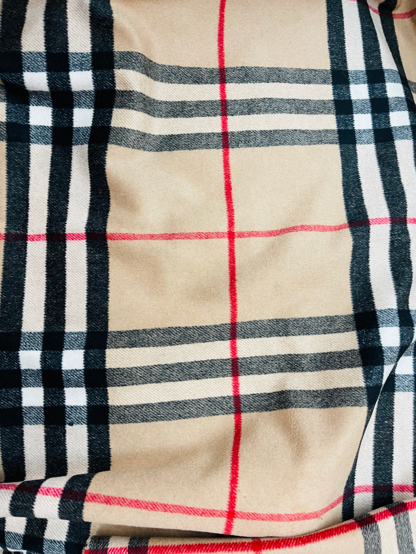 Burberry plaid 100% cashmere great fabric for sweaters dress jacket and much more