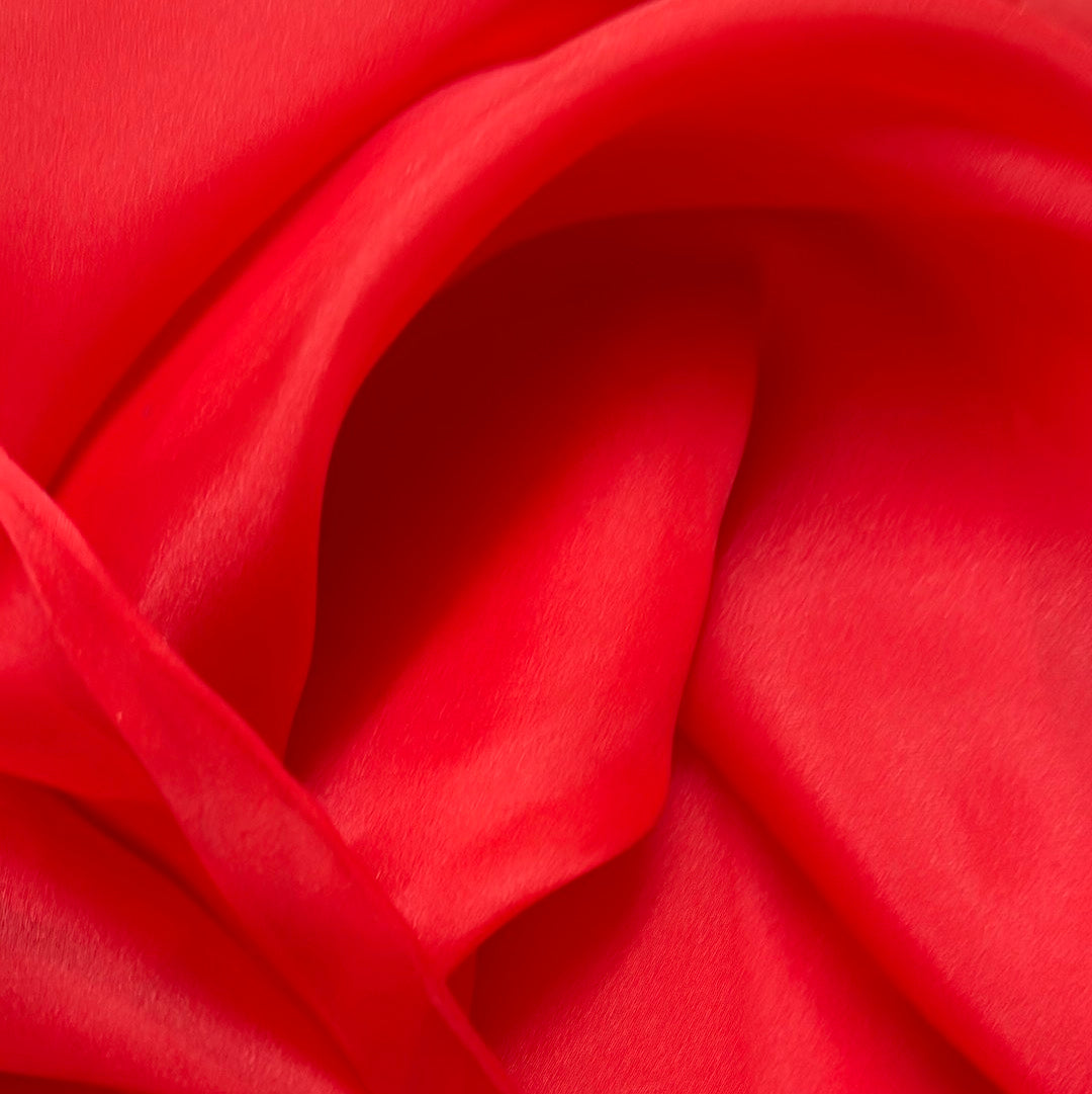 Designer red poly Gazar organdy made in Italy