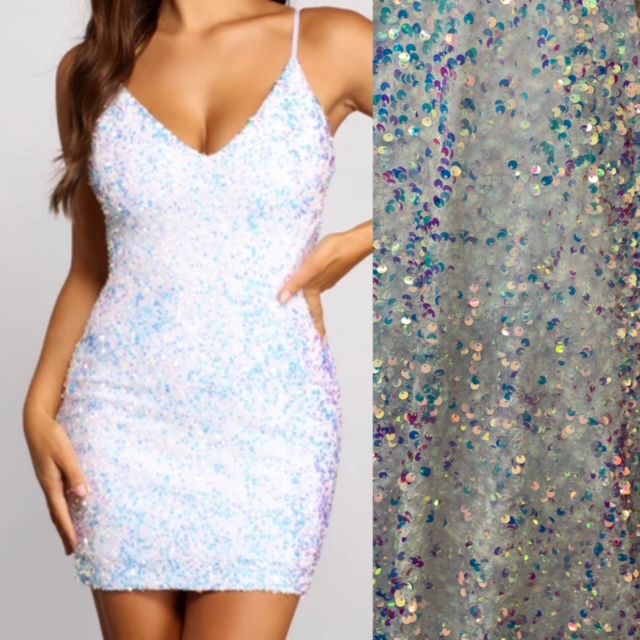 Designer 4way stretch velvet sequins lace