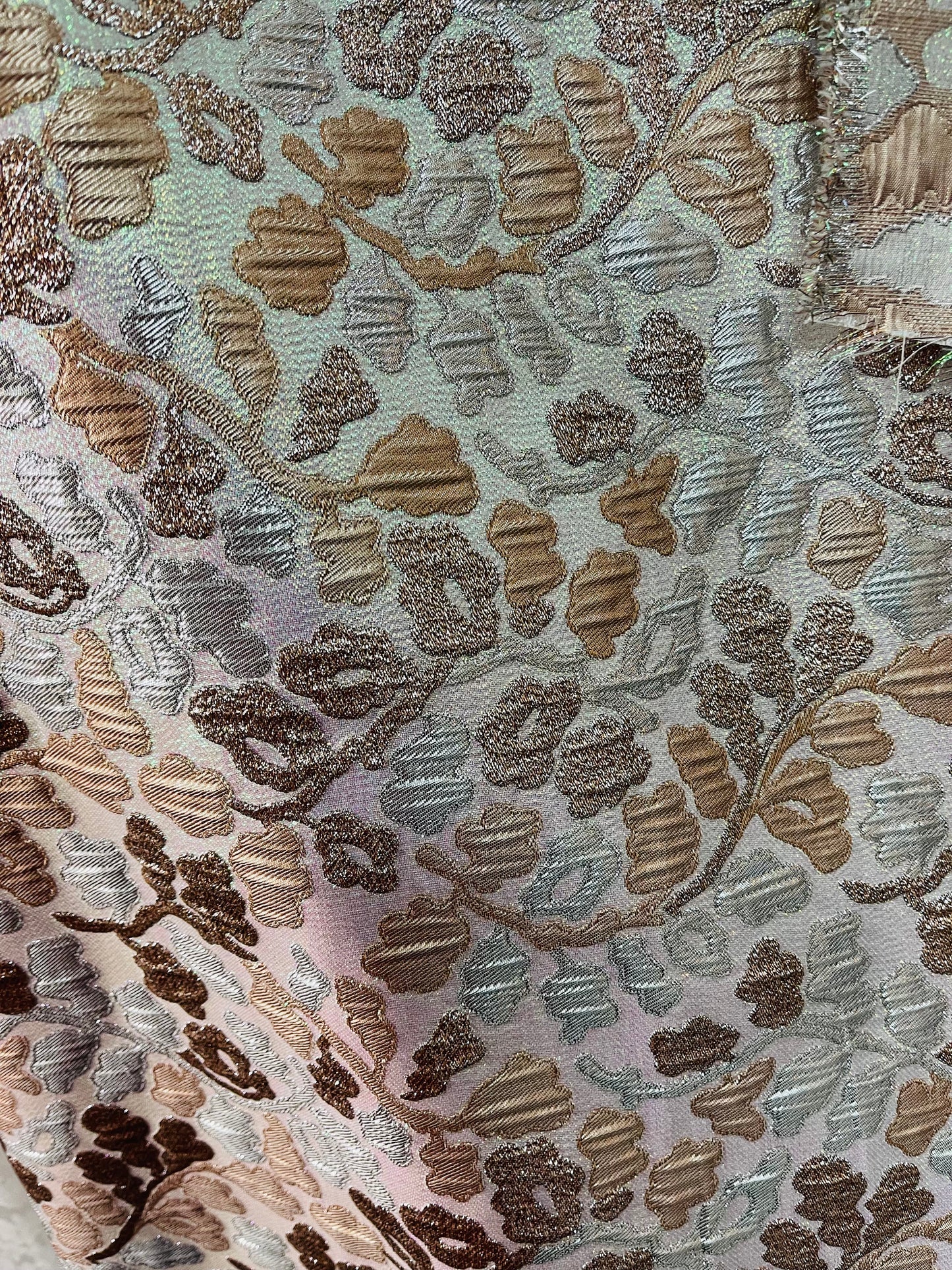 Metallic silver gold Elegant designer mikado Floral Brocade great for dress jacket pants skirt and much more made in Italy