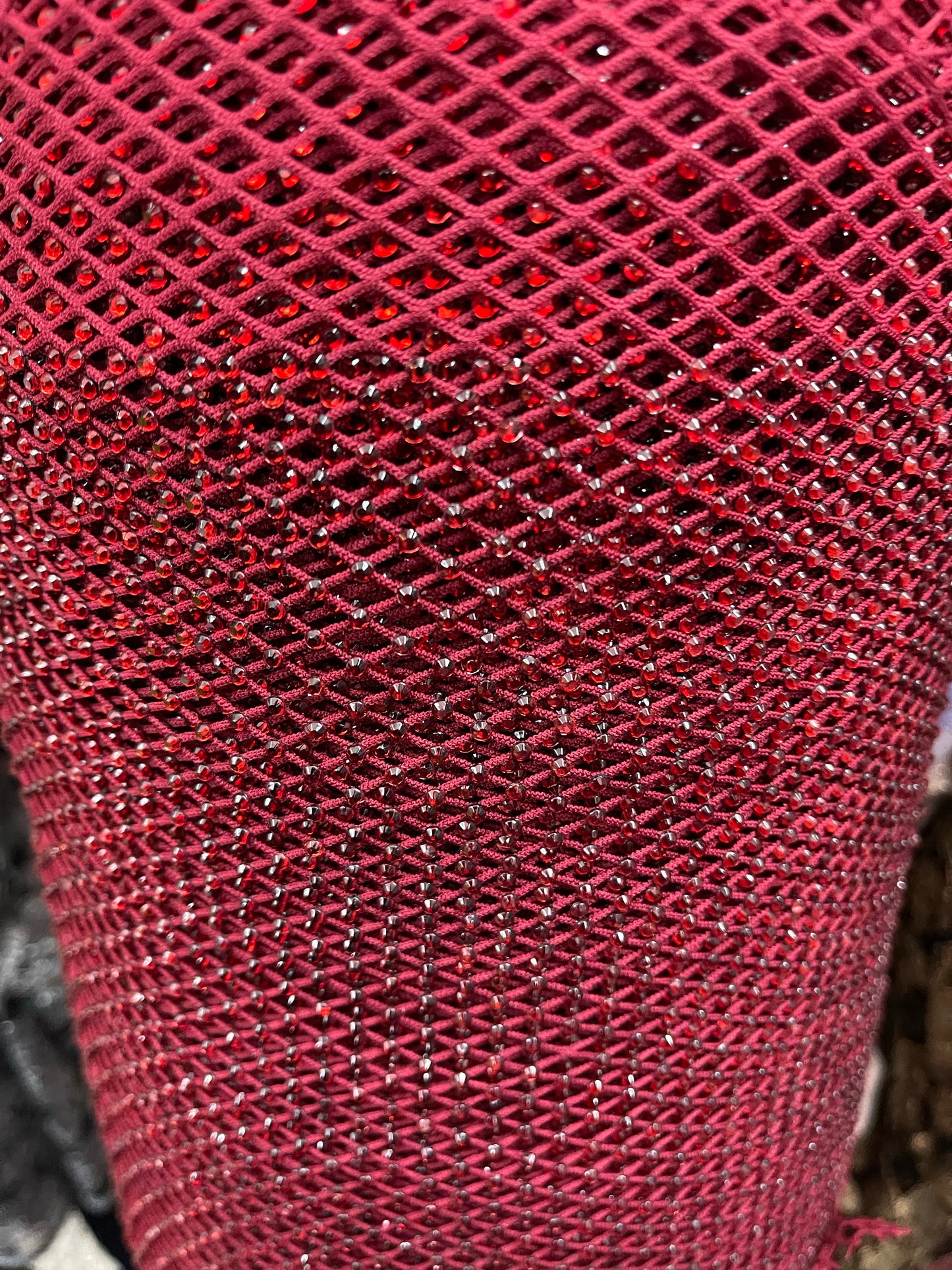 Burgundy Swarovski stone lace great for dress jacket pants and much more