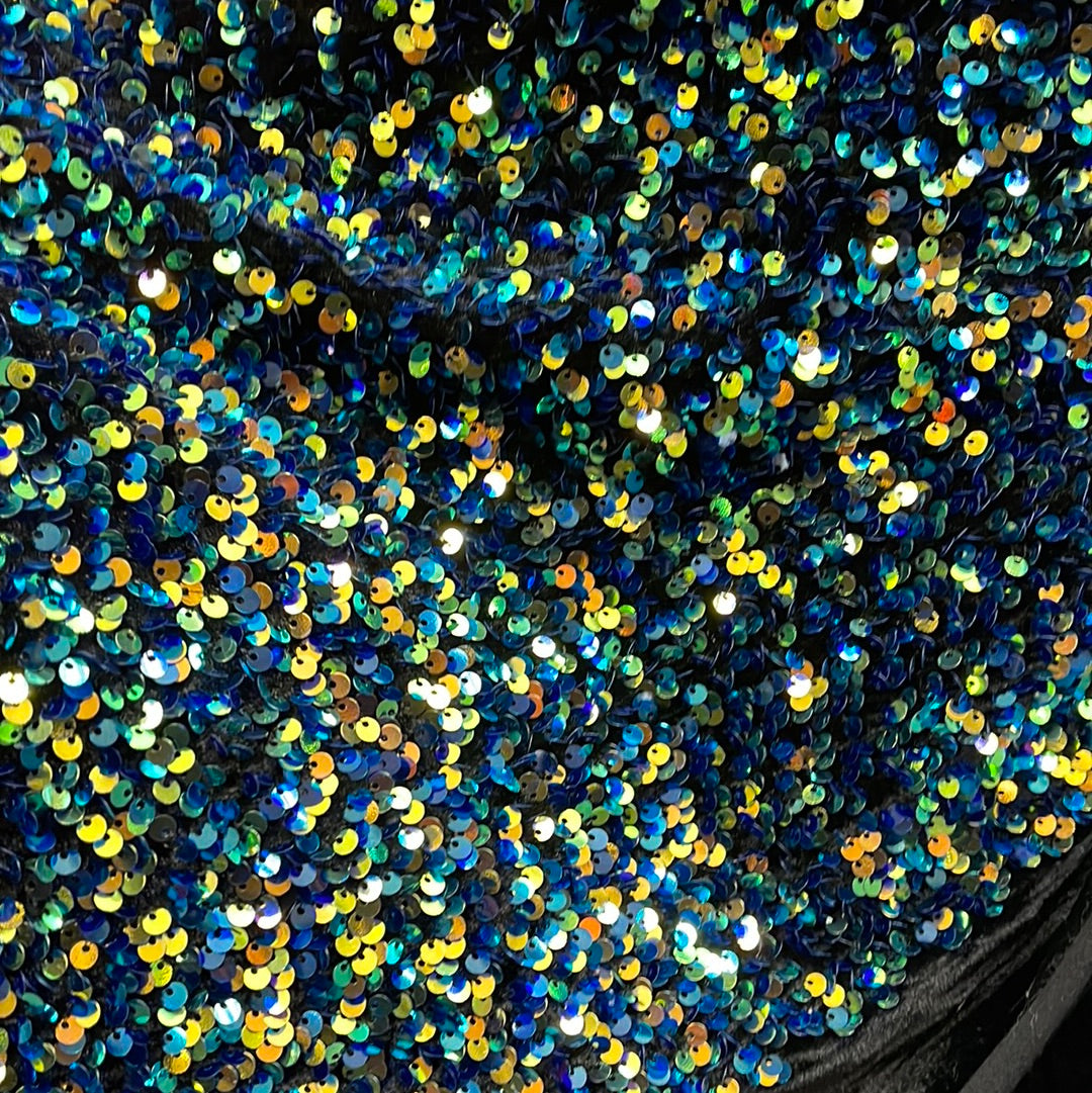 Designer 4way stretch velvet sequins lace