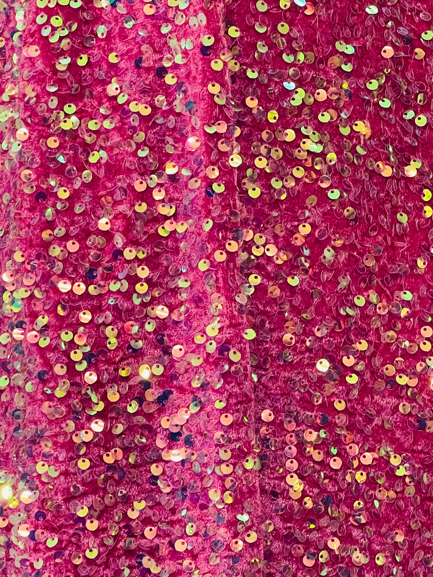 Hot pink iridescent Designer 4way stretch velvet sequins lace
