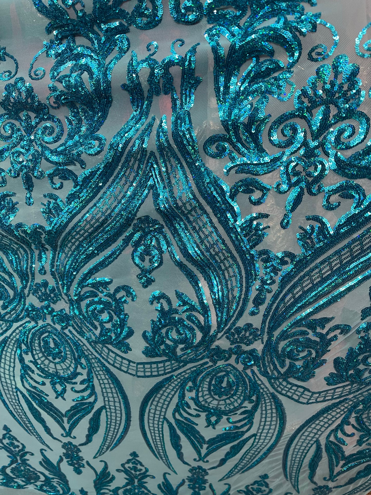 Designer 4way stretch sequins lace