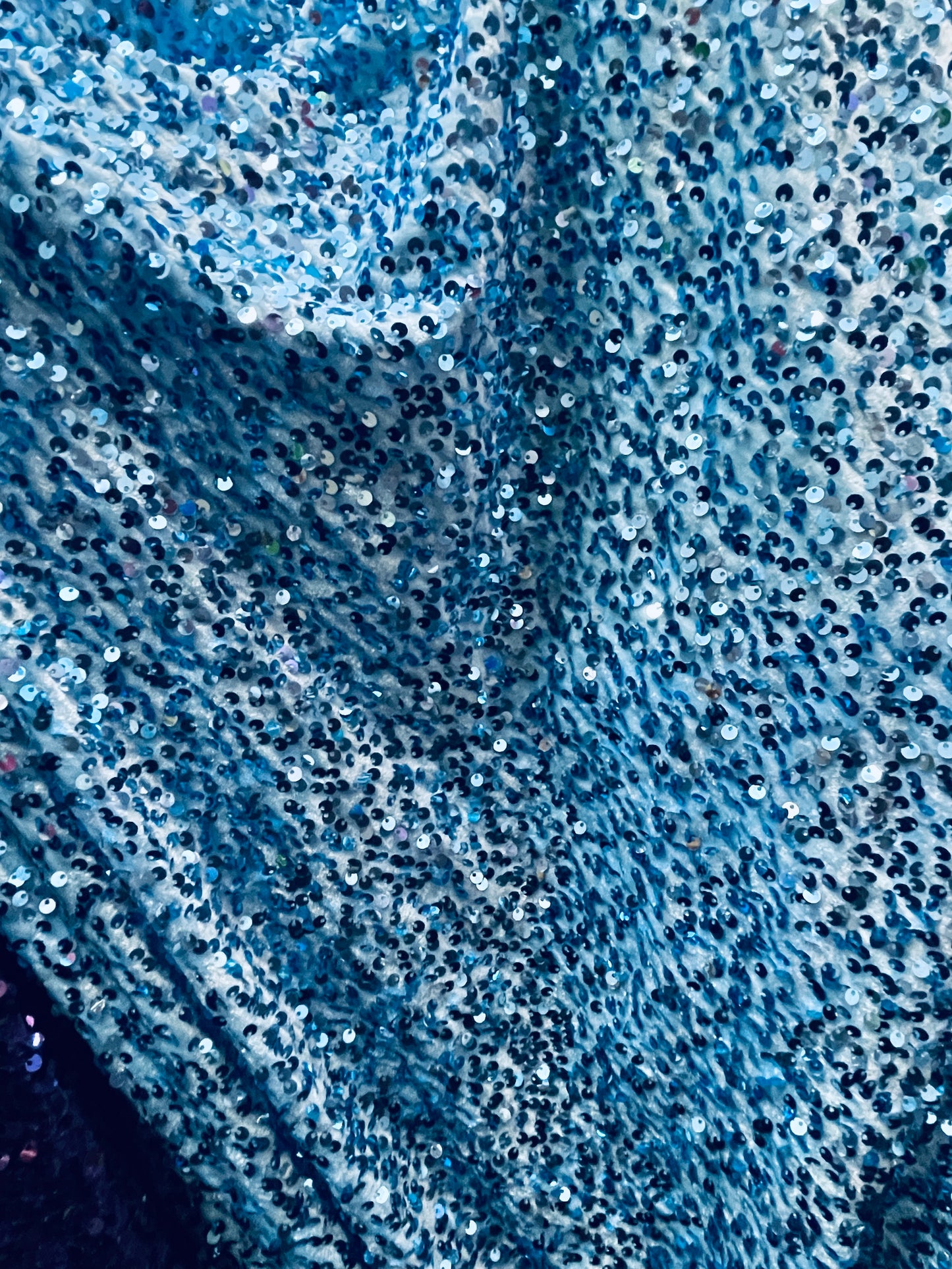 Babe blue Designer 4way stretch velvet sequins lace