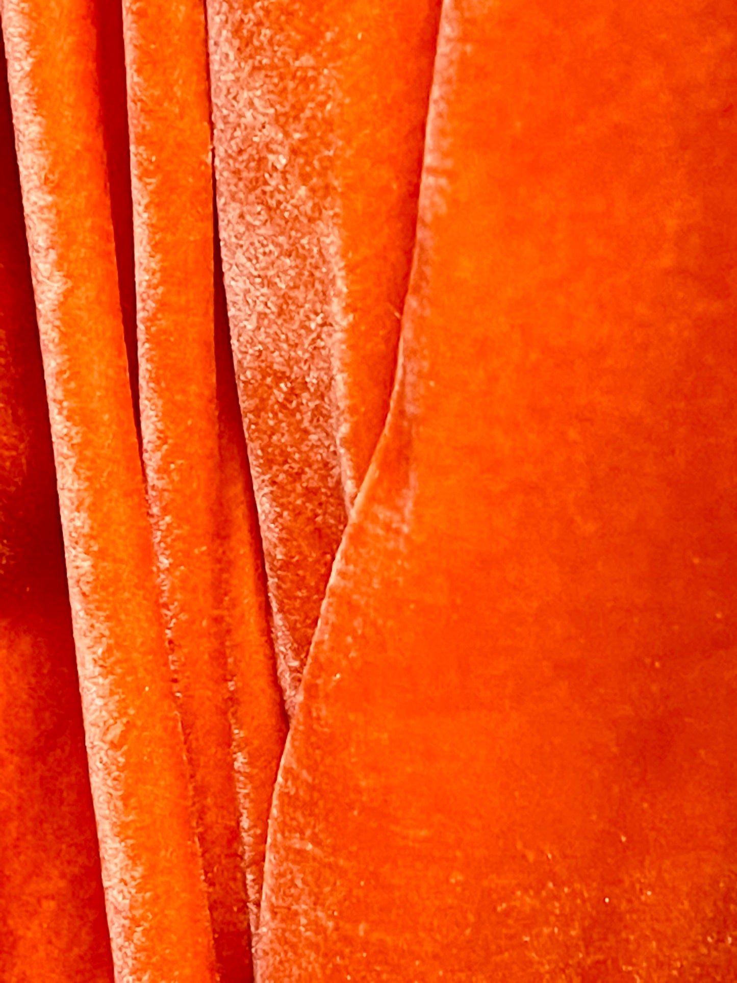 Designer orange 4way stretch velvet