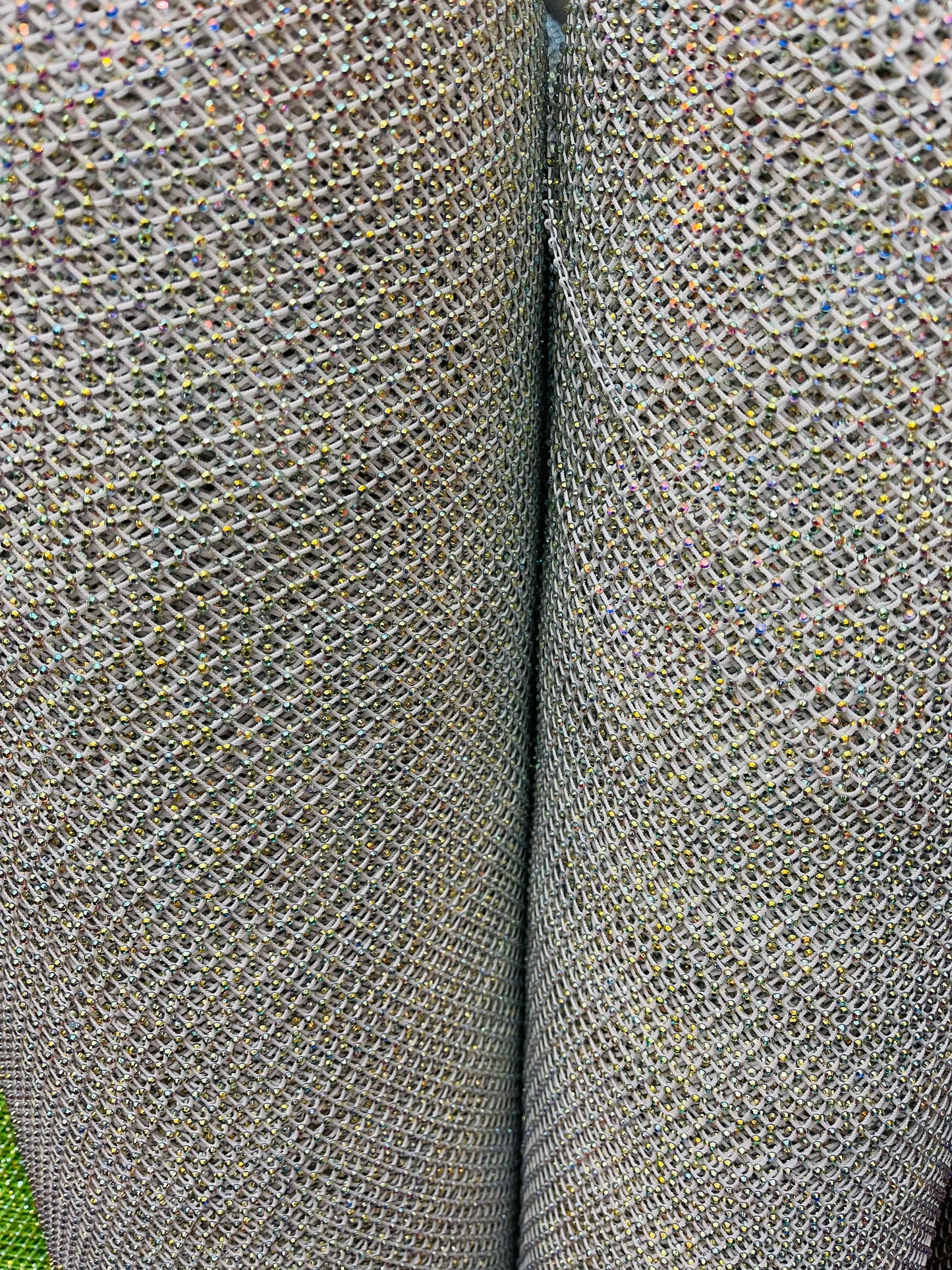 White with iridescent AB Swarovski stone lace great for dress jacket pants and much more