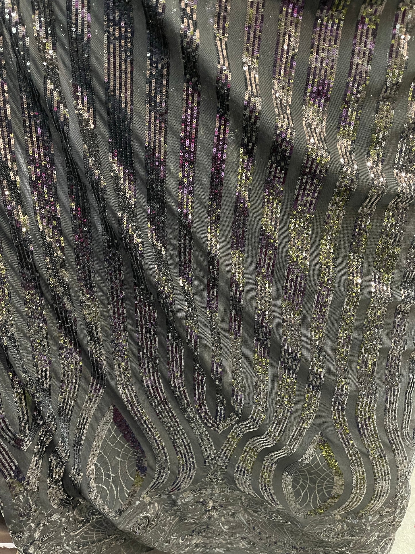 Black shinny 4 WAY LACE sequence lace for prom wedding table cover and much more