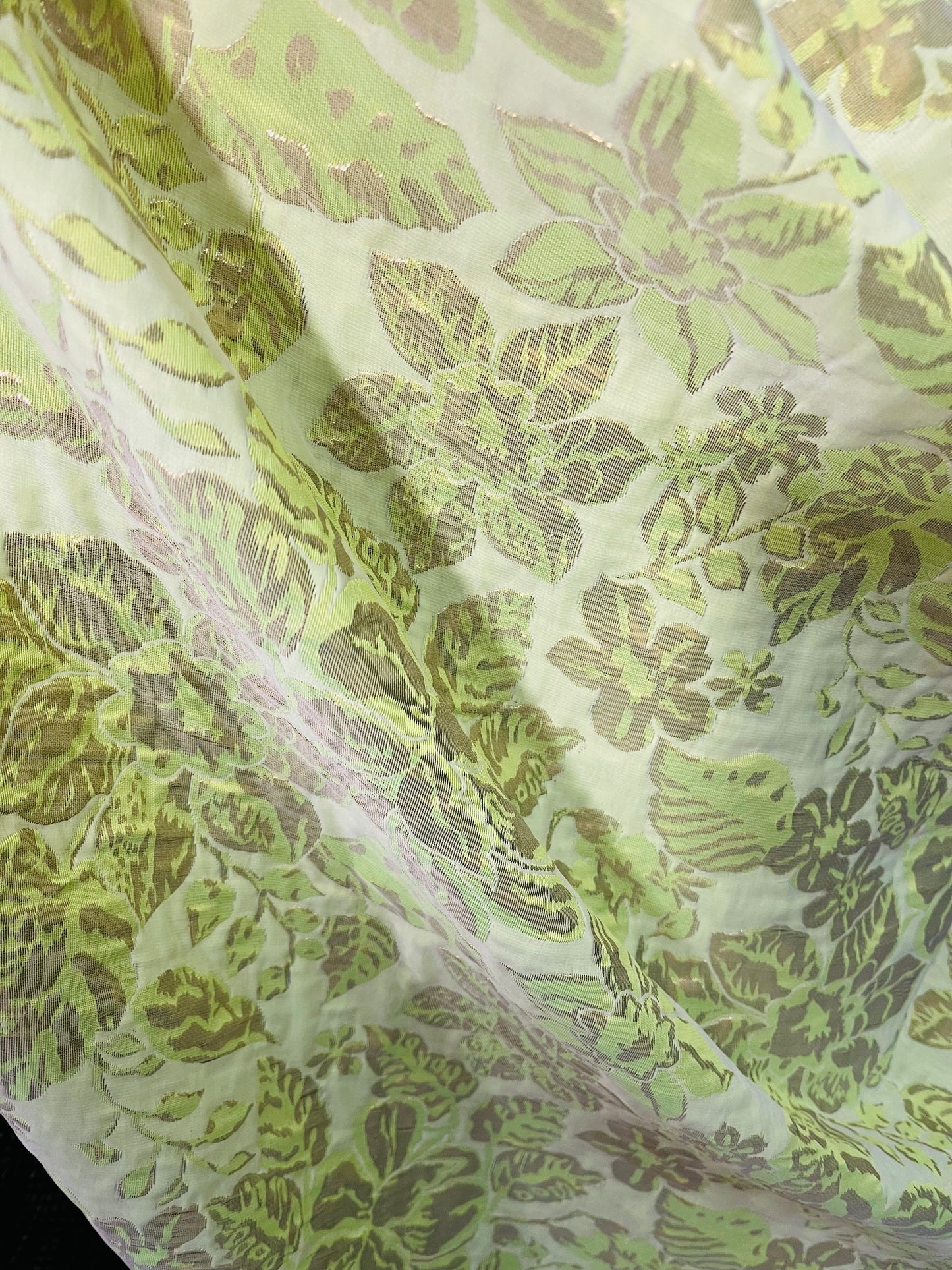 Lime green designer flower Brocade great for dress jacket pants skirt and much more made in Italy