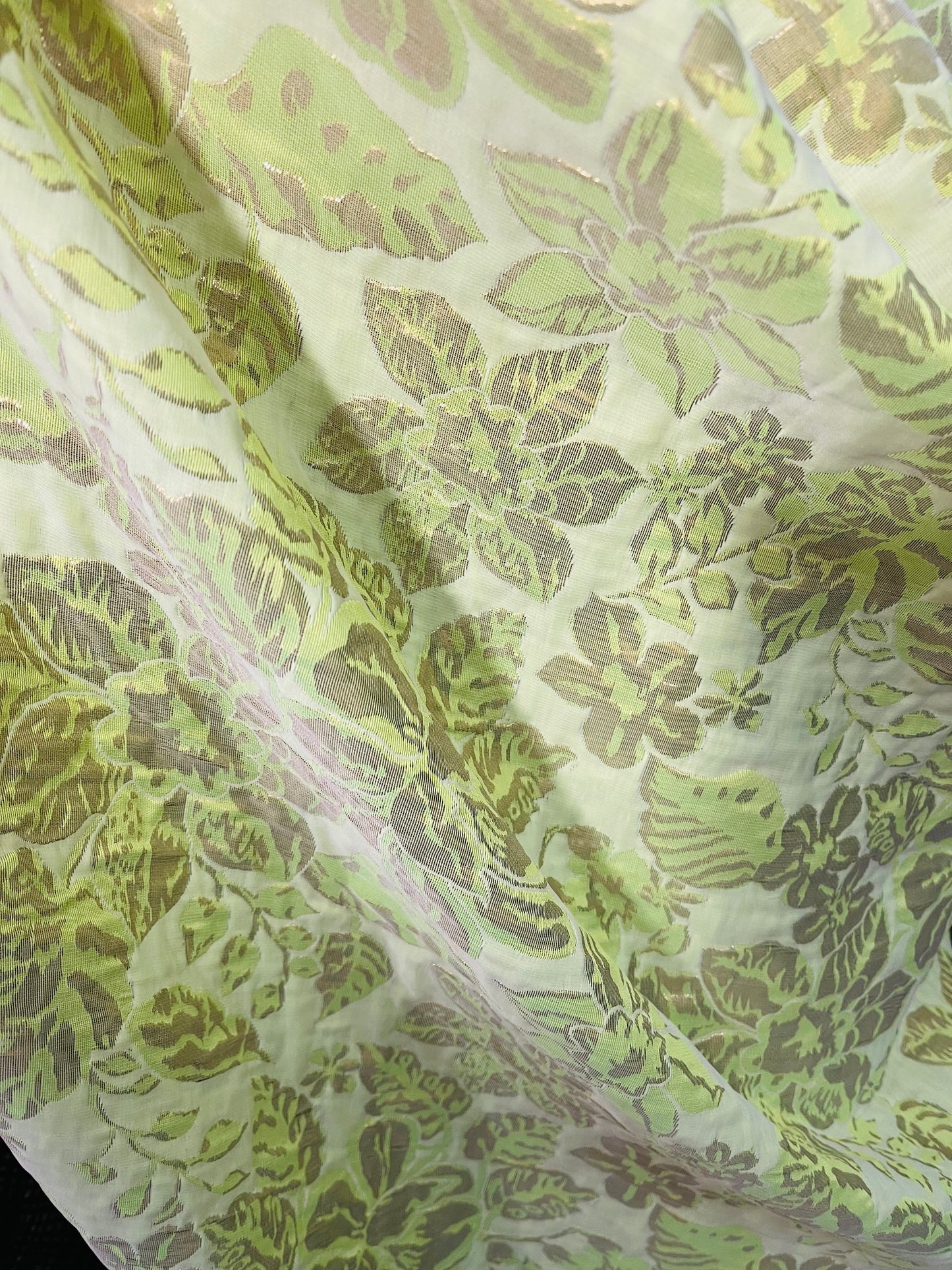 Lime green designer flower Brocade great for dress jacket pants skirt and much more made in Italy