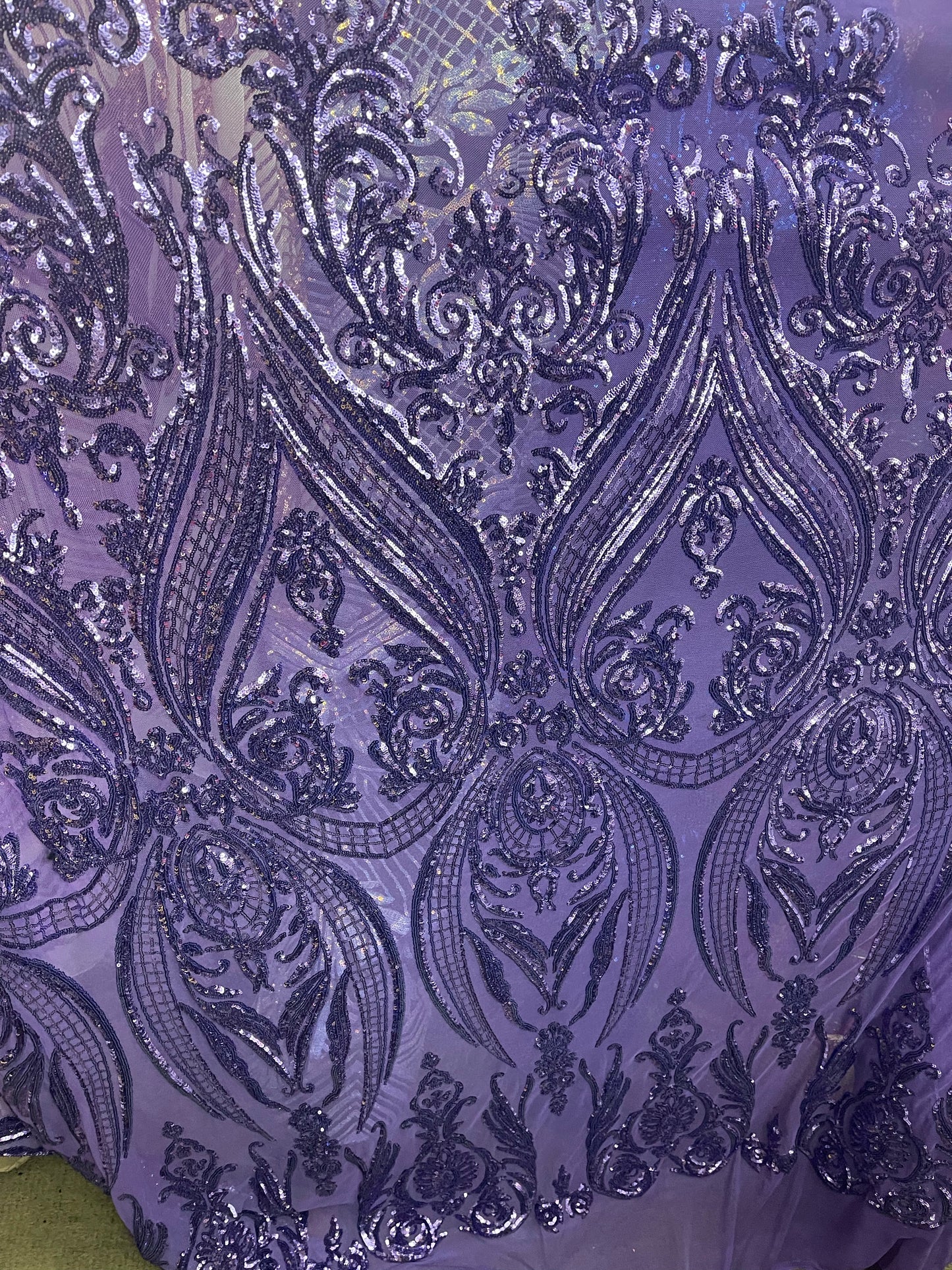 Designer 4way stretch sequins lace