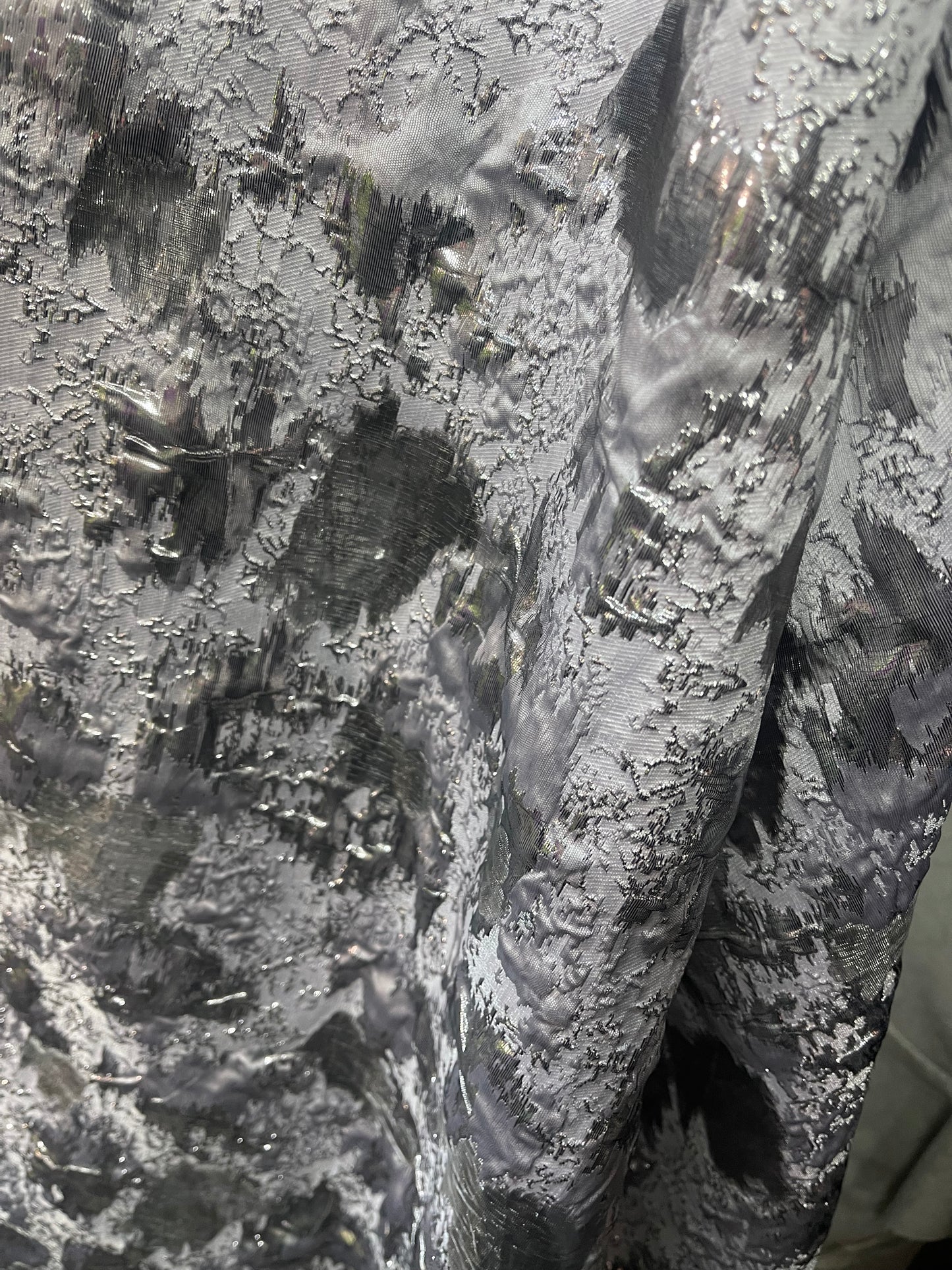 Designer silver metallic organza brocade made in Italy