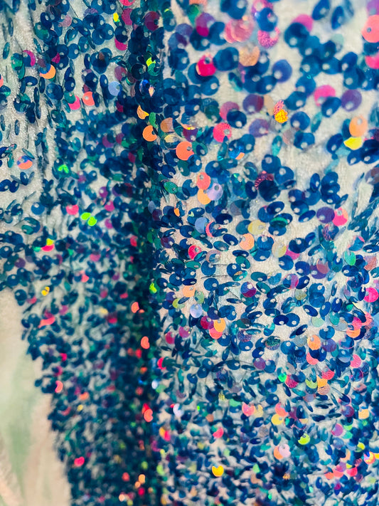Aquarium iridescent 4way stretch velvet sequins velvet great for dress prom jackets pants skirt and much more