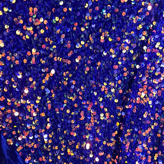 Royal blue iridescent ab 4way stretch velvet sequins velvet great for dress prom jackets pants skirt and much more