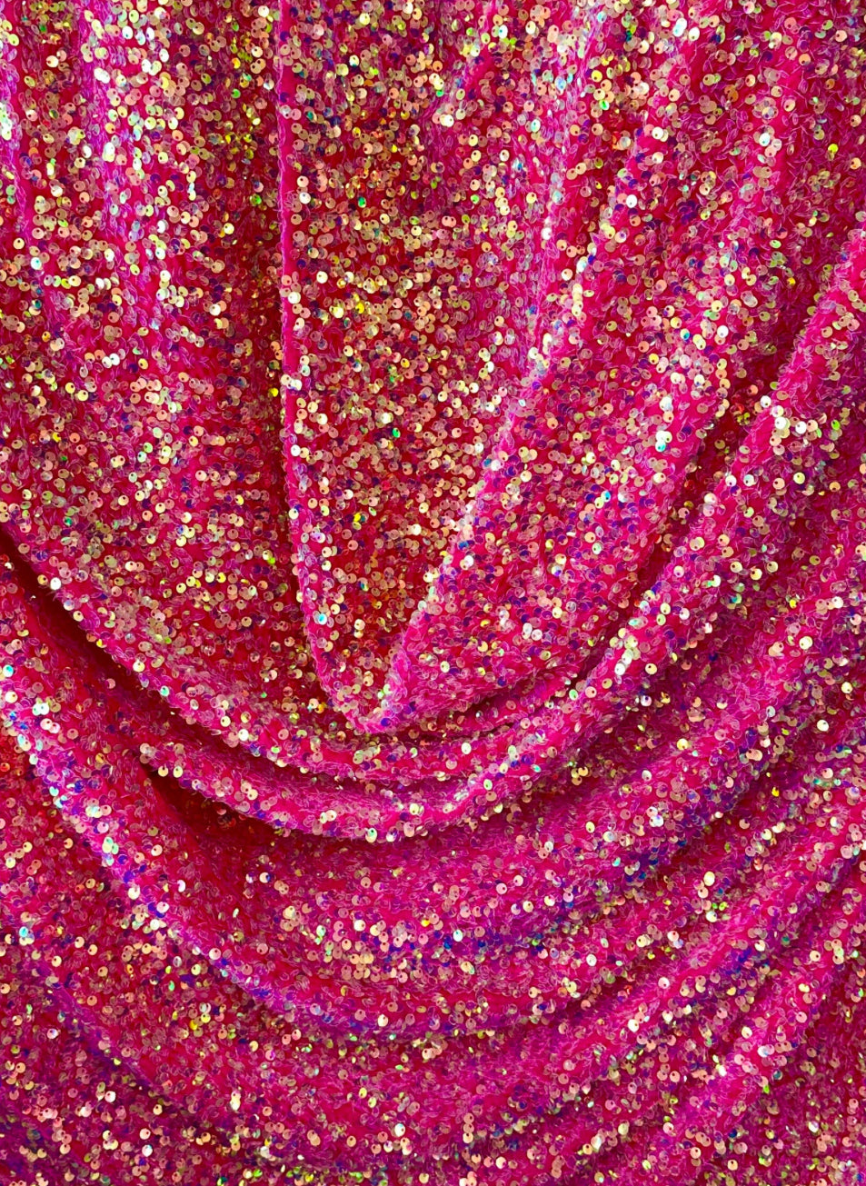 Hot pink iridescent 4way stretch velvet sequins velvet great for dress prom jackets pants skirt and much more