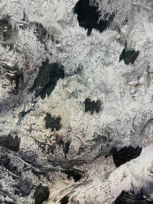 Designer silver metallic organza brocade made in Italy