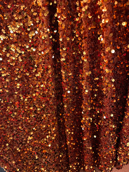 Rust 4way stretch velvet sequins velvet great for dress prom jackets pants skirt and much more