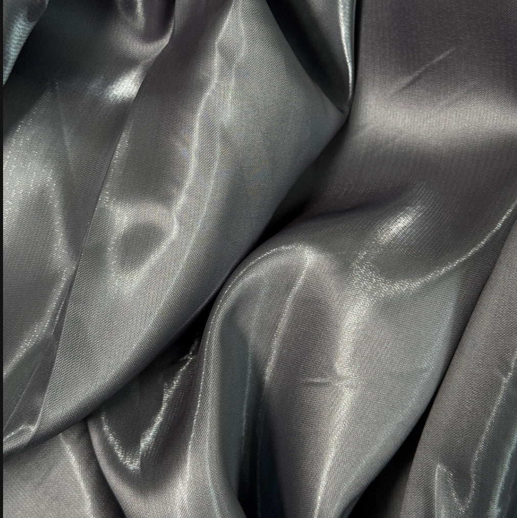 Charcoal gray liquid satin great for dress jacket pants skirt and much more made in Italy
