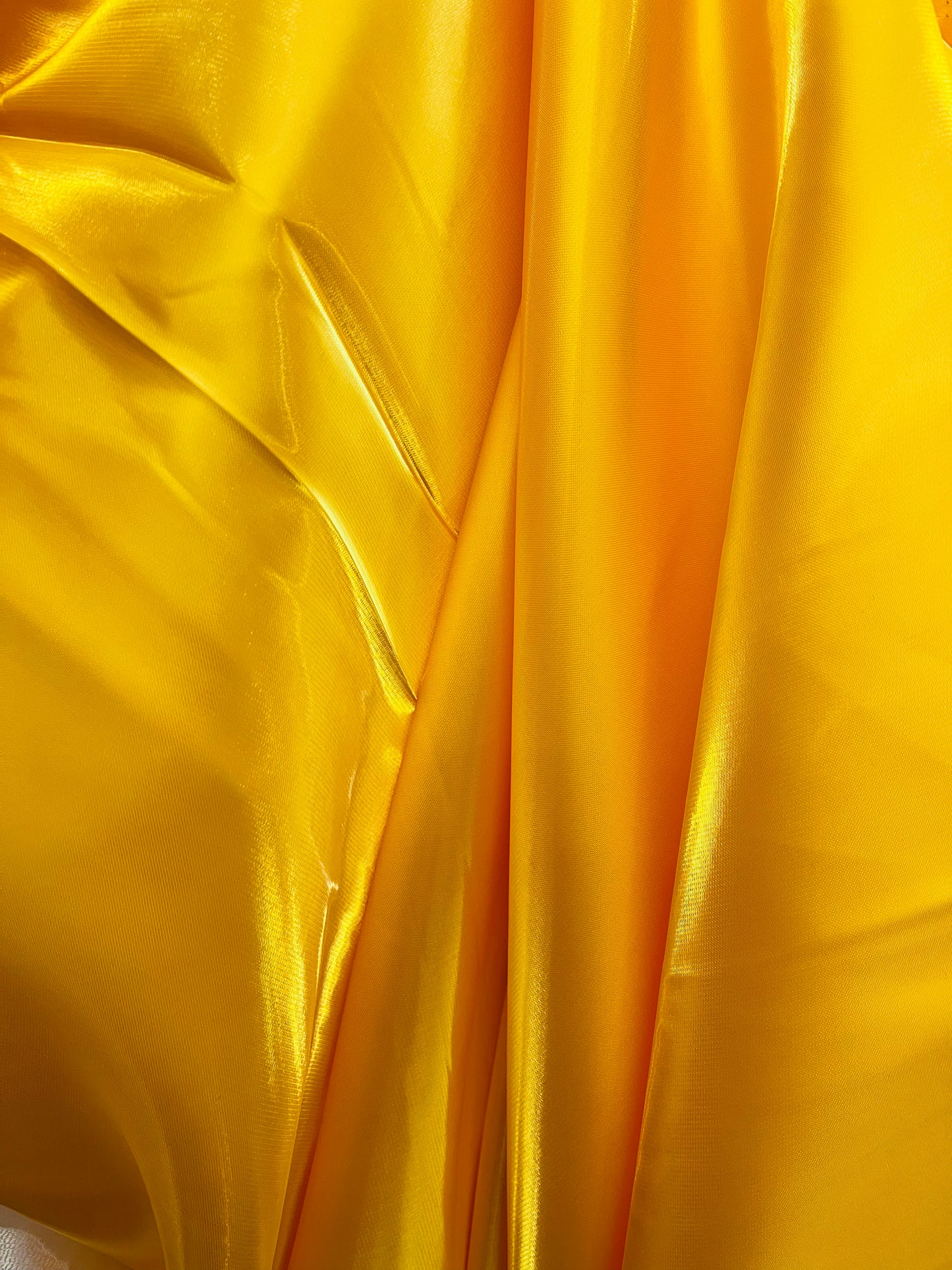 Yellow liquid bridal satin great for dress skirt shirts pants suit and much more made in France
