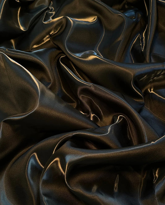 Black bridal liquid satin great for dress shirts skirts pants suit pillow case and much more made in Italy
